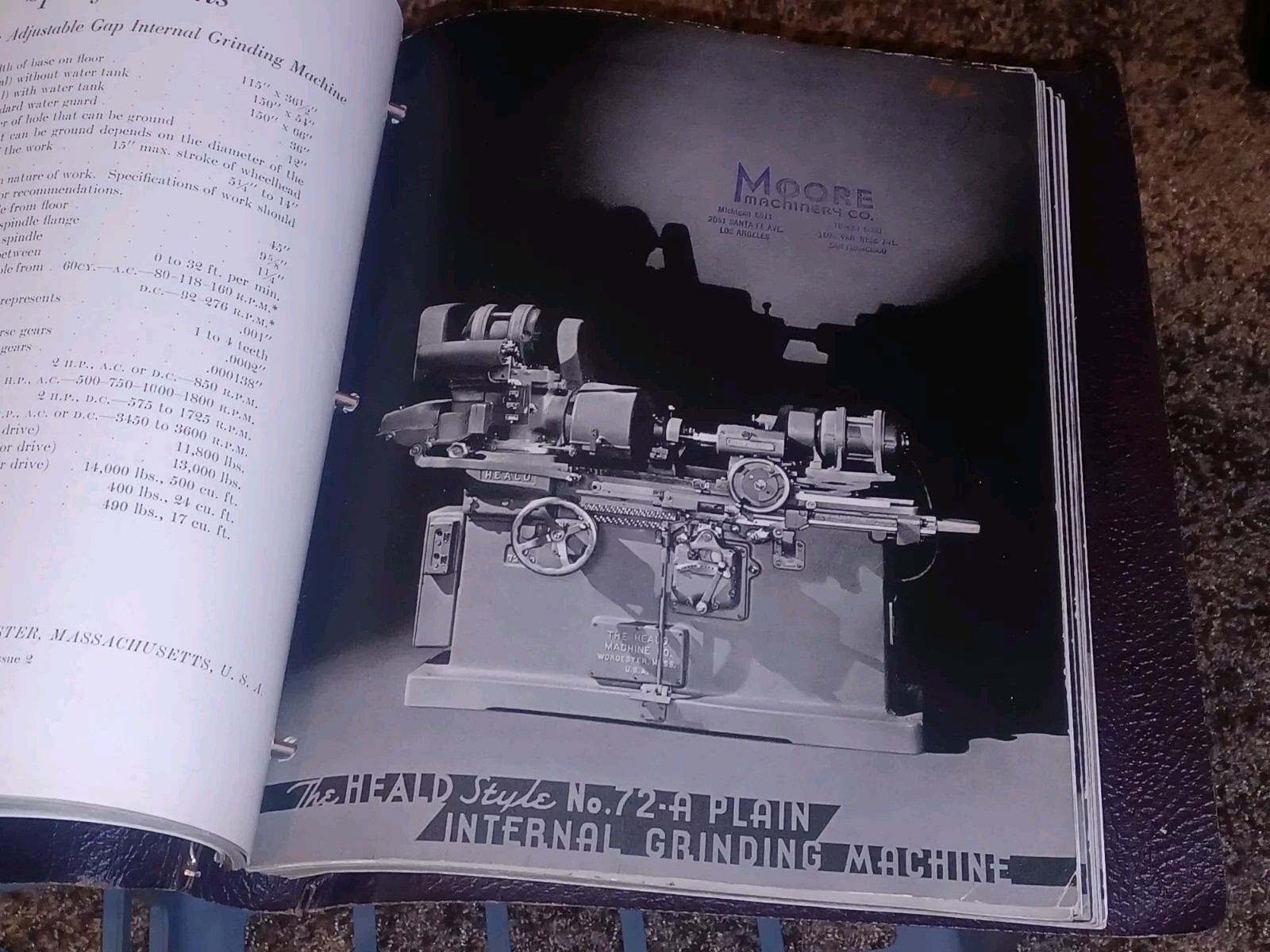 1946 HEALD COMPANY Precision GRINDING MACHINES Sales CATALOG LOT BINDER BOOK