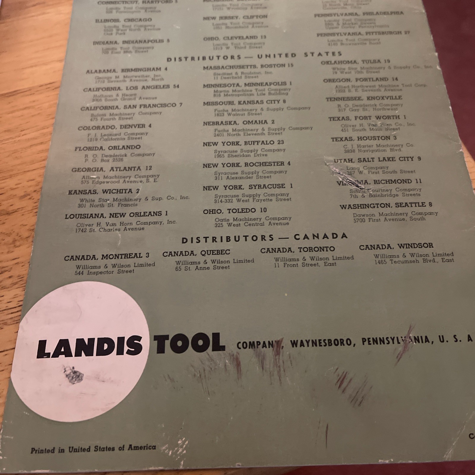 Landis Catalog 6″ CH/10″ LCH Plain Precision Cylindrical Grinders Cat.No. B-57