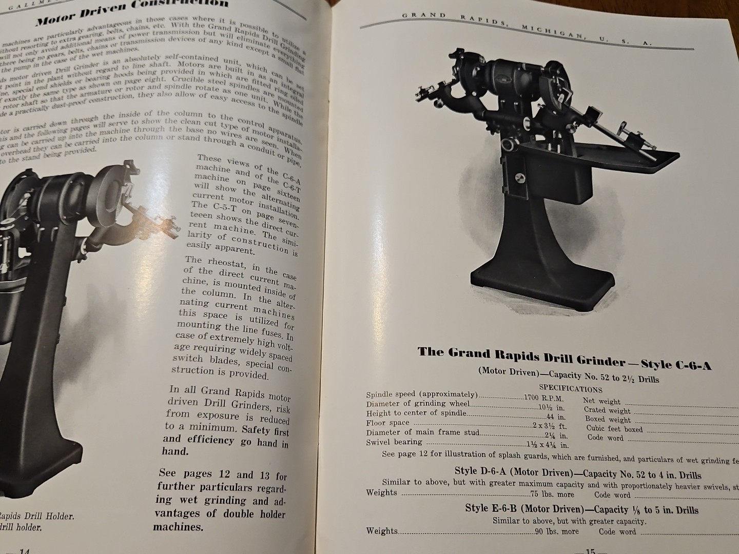 GRAND RAPIDS DRILL GRINDERS GALLMEYER LIVINGSTON MACHINE CATALOG
