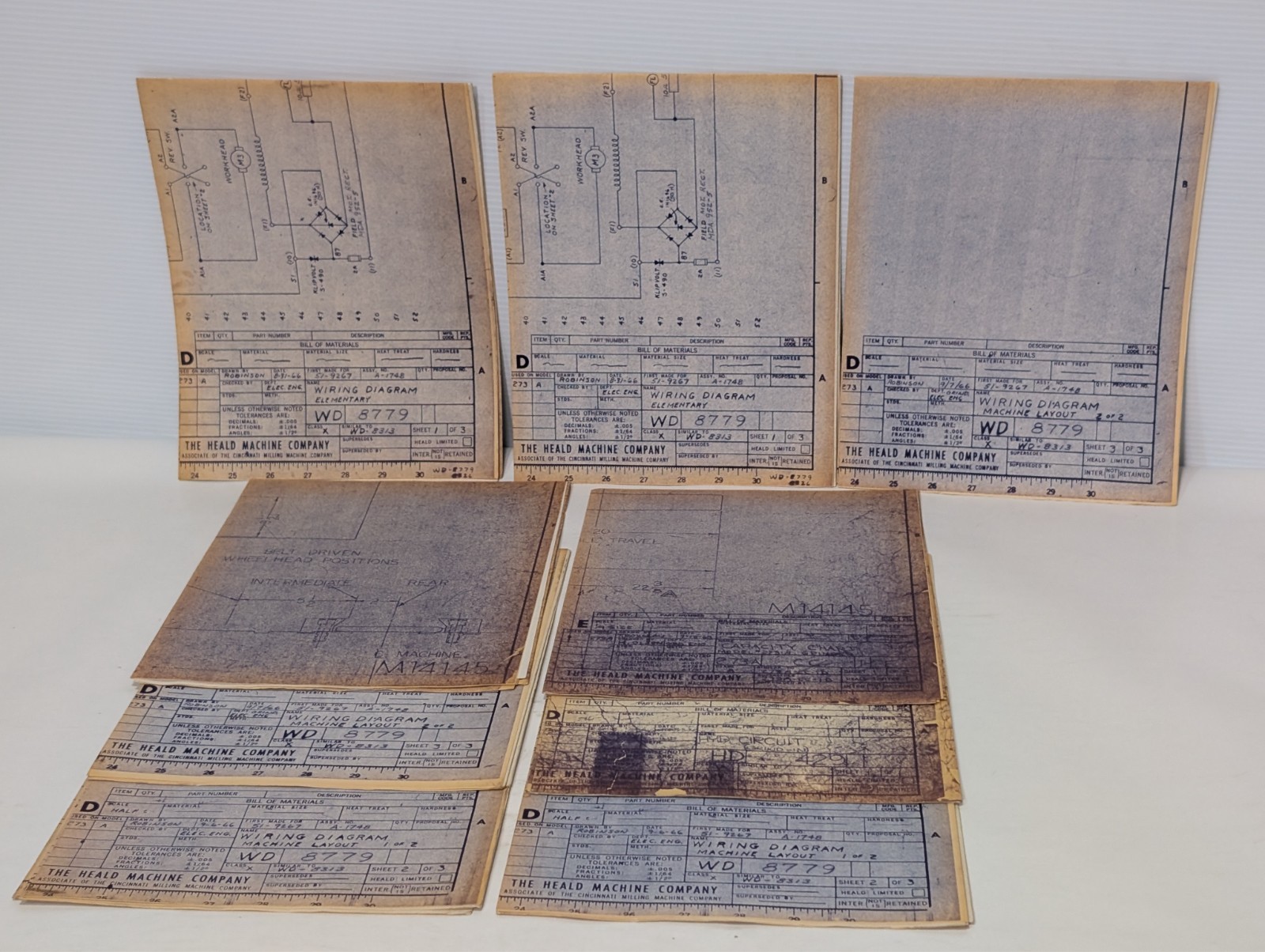Heald Machine Co WD 8779 Wiring Diagrams Set of 8 Sheets, Vintage