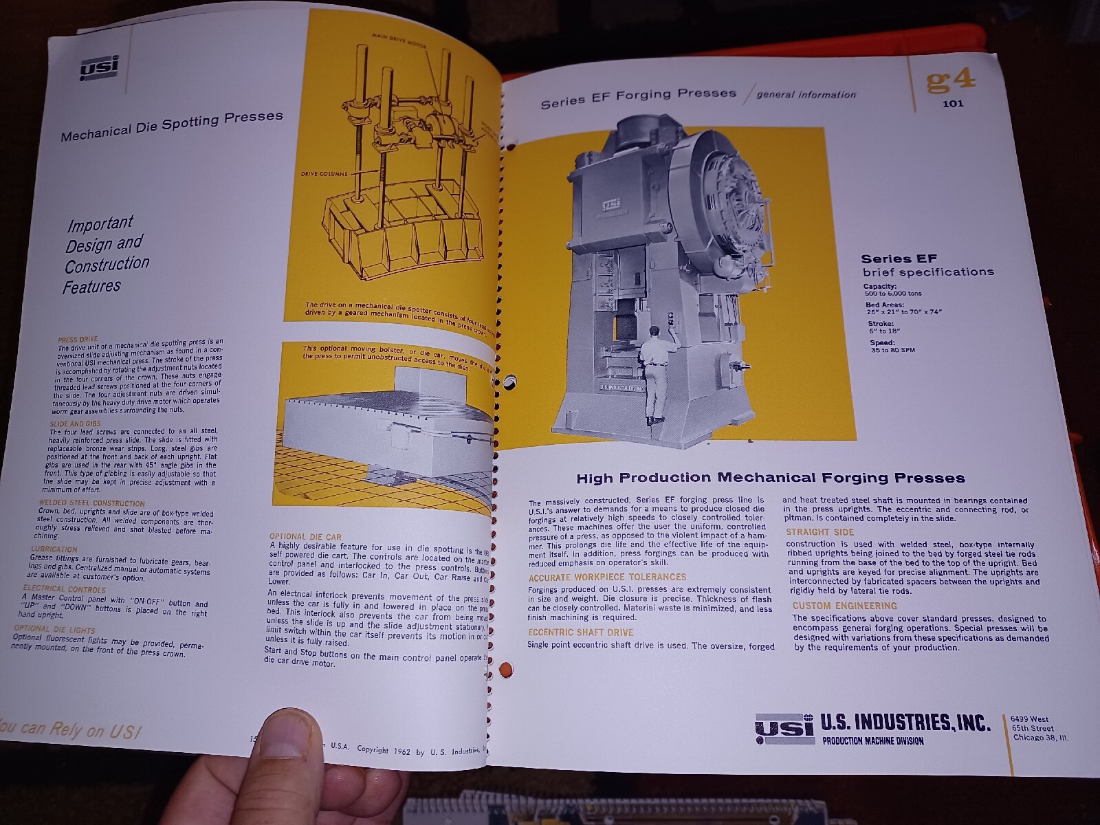 USI US Industries Inc GENERAL PRESS CATALOG BOOK A1 800 PRODUCTION MACHINE DIVIS