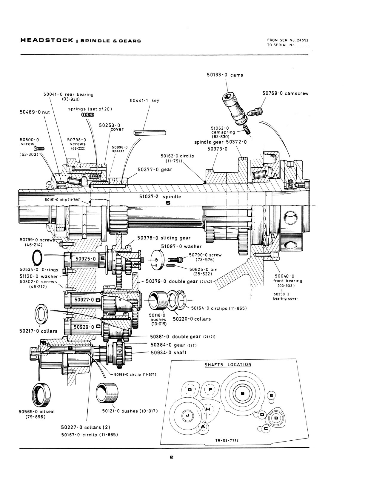 Clausing Colchester 15″ Lathe Service and Parts Manual sn: 22096 to 31470 *42