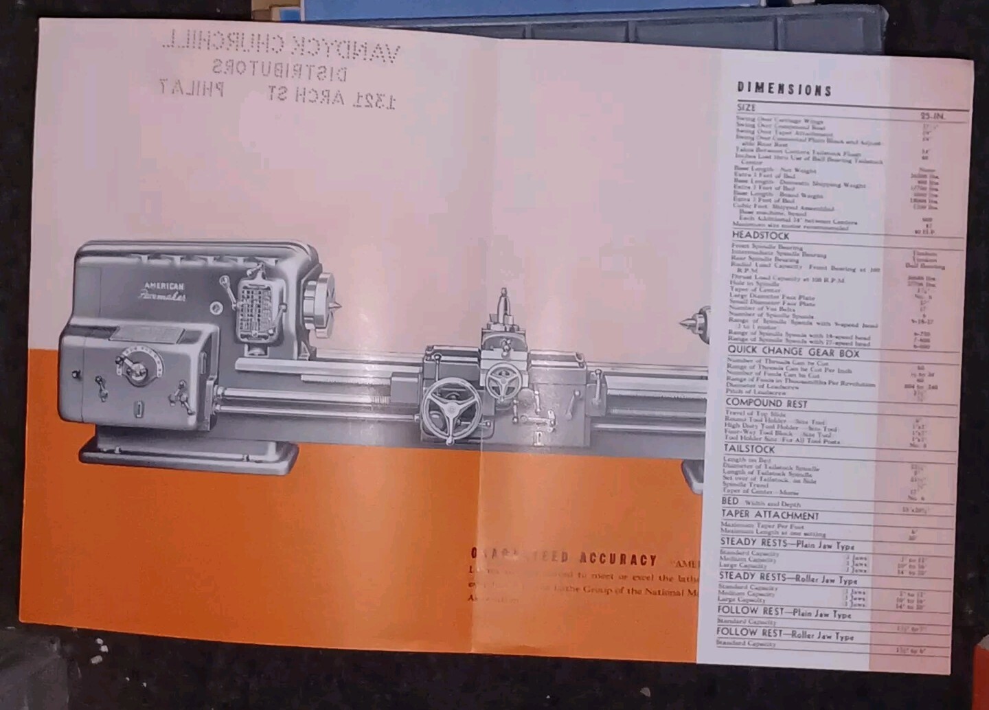1940’s American Tool Works Co 20″ Pacemaker Lathe Bulletin 16-c Sales Catalog