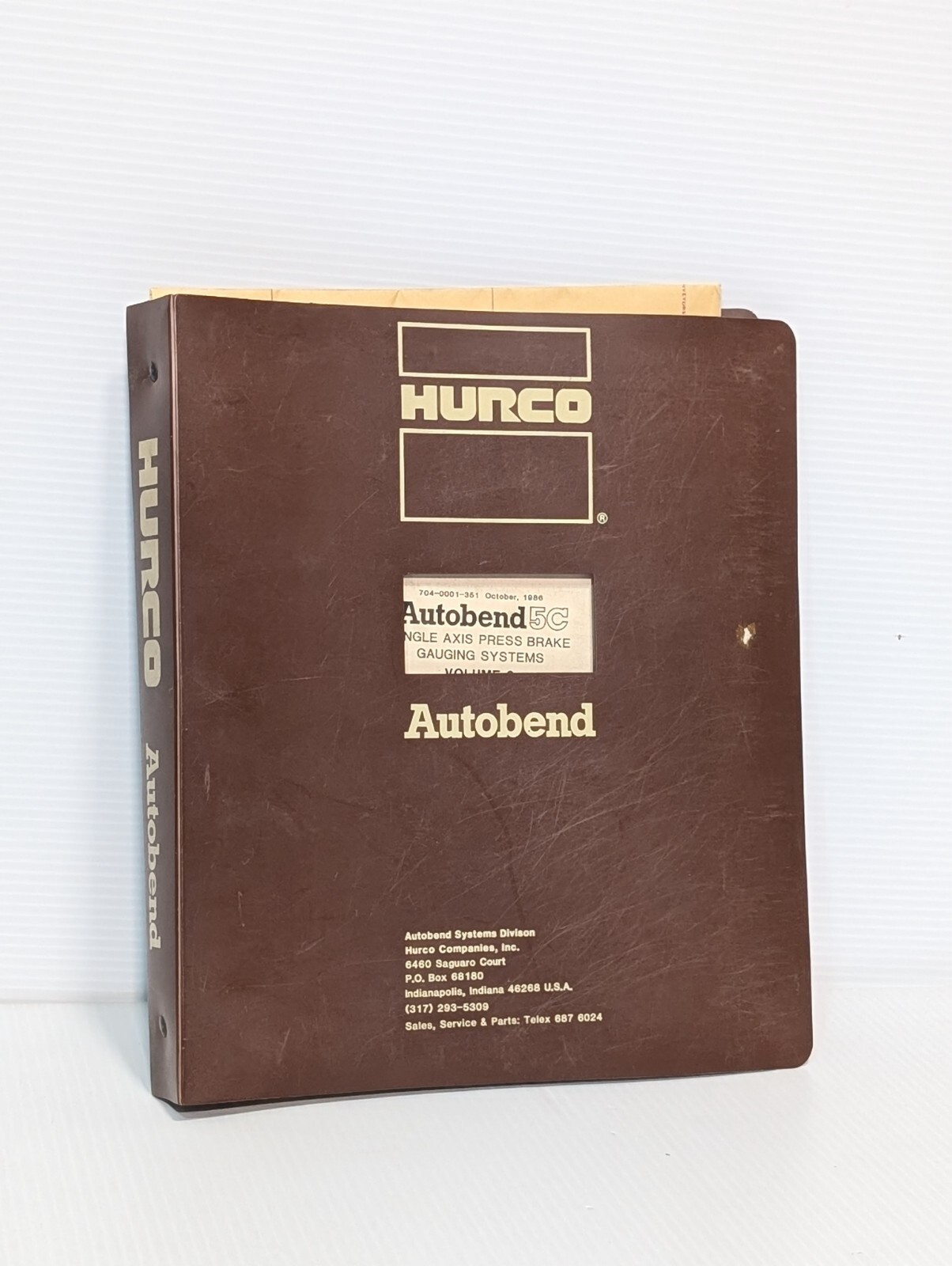 Hurco Autobend 5C Single Axis Press Brake Gauging System Owner’s Manual, Vol. 2