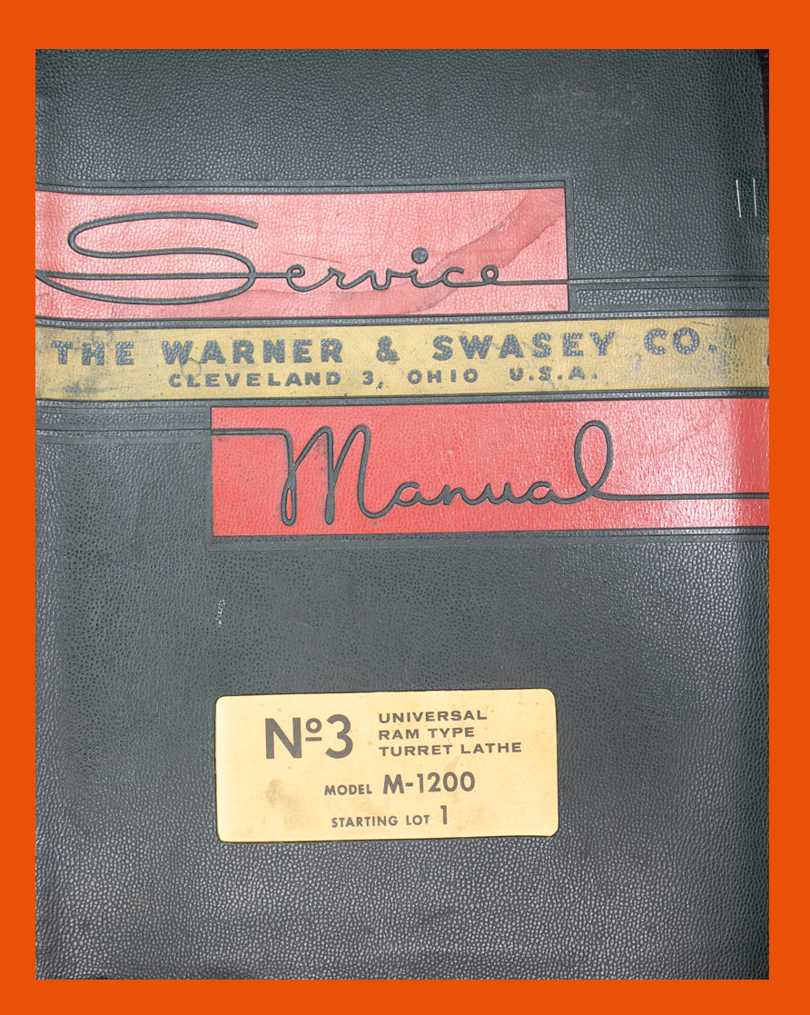 Warner & Swasey NO. 3, M-1200 – Start Lot 1, Turret Lathe, Service Manual 1960