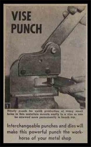 Sheet Metal/Leather BENCH PUNCH 1953 How-To build PLANS powerful
