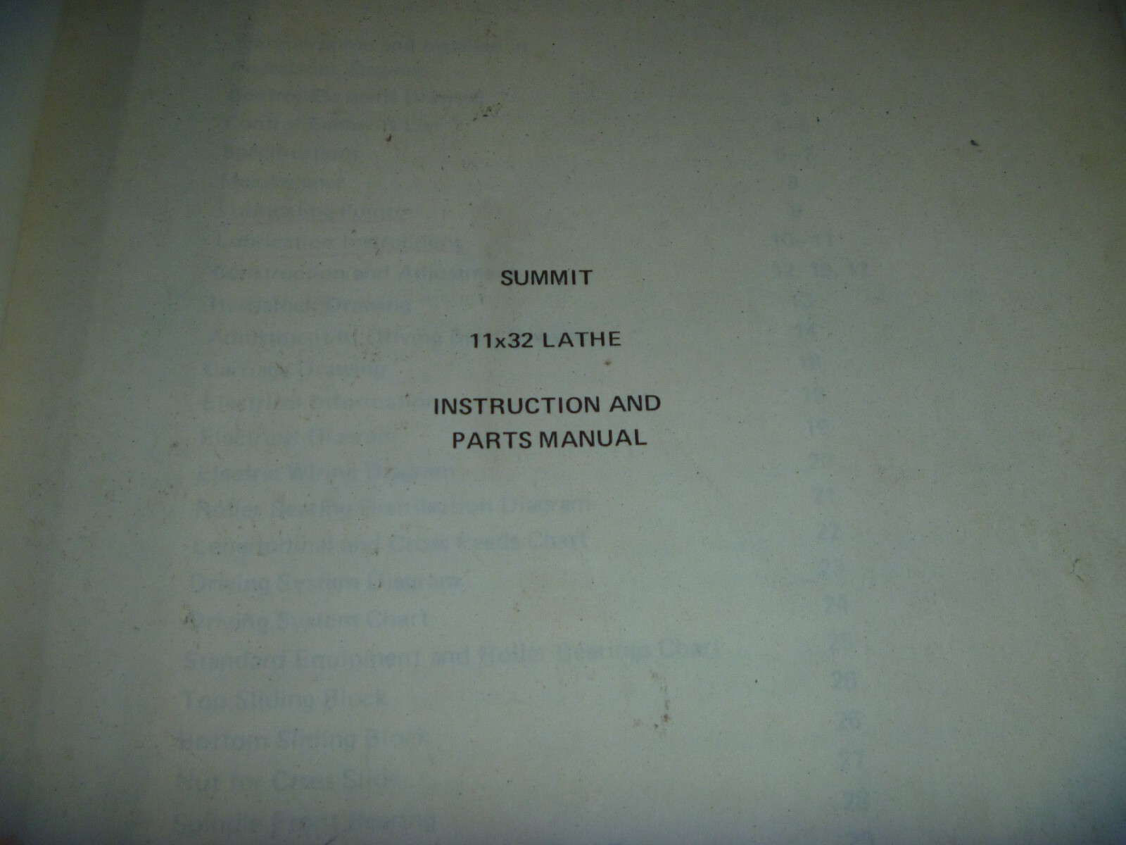 Summit Machine Tools 11 x 32 Lathe Parts Catalog & Owner Operator Manual xz