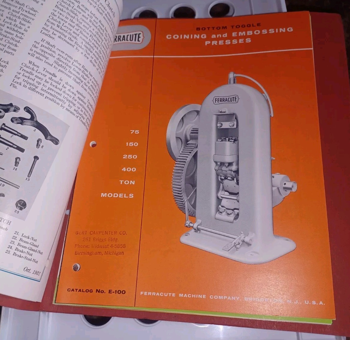 Vtg Ferracute Machine Tool Catalog Lot Stamping Presses Brakes 1940’s PROPOSAL