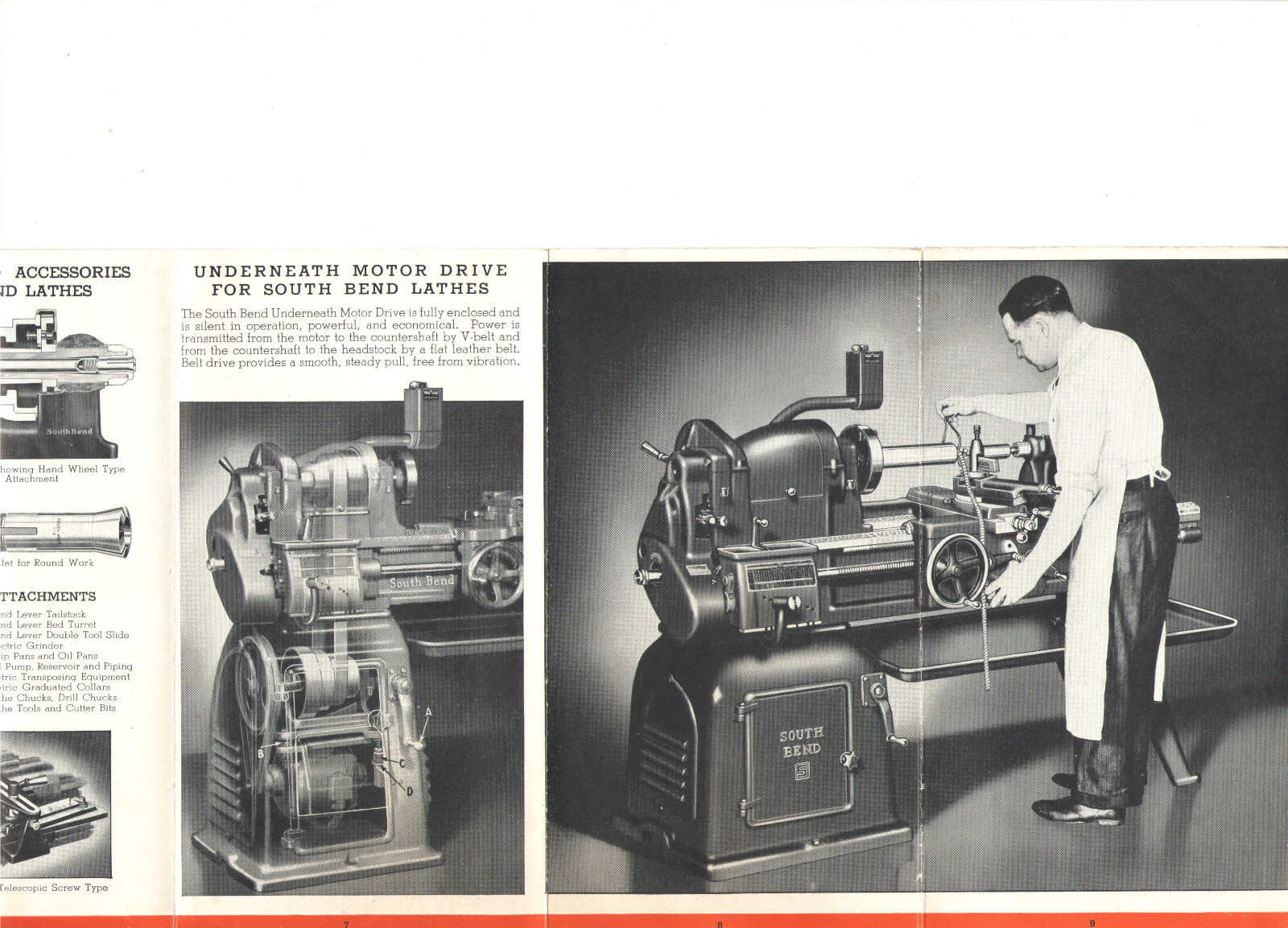 VTG 1941 SOUTH BEND LATHE ADVERTISING FOLDOUT BROCHURE! B&W PICS! MODELS A,B,C,S