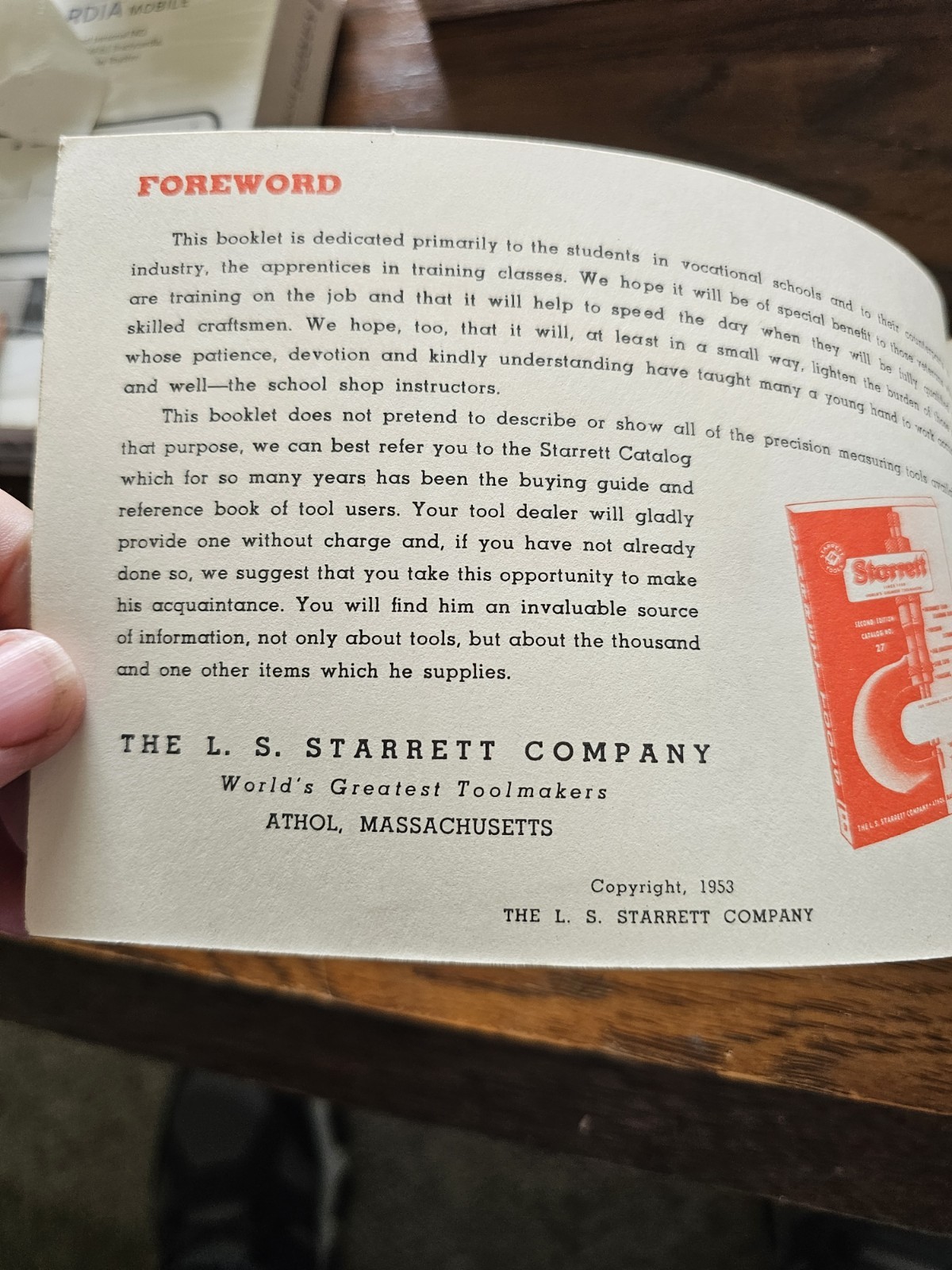 L. S. Starrett The Tools and Rules for Precision Measuring Handbook 1953