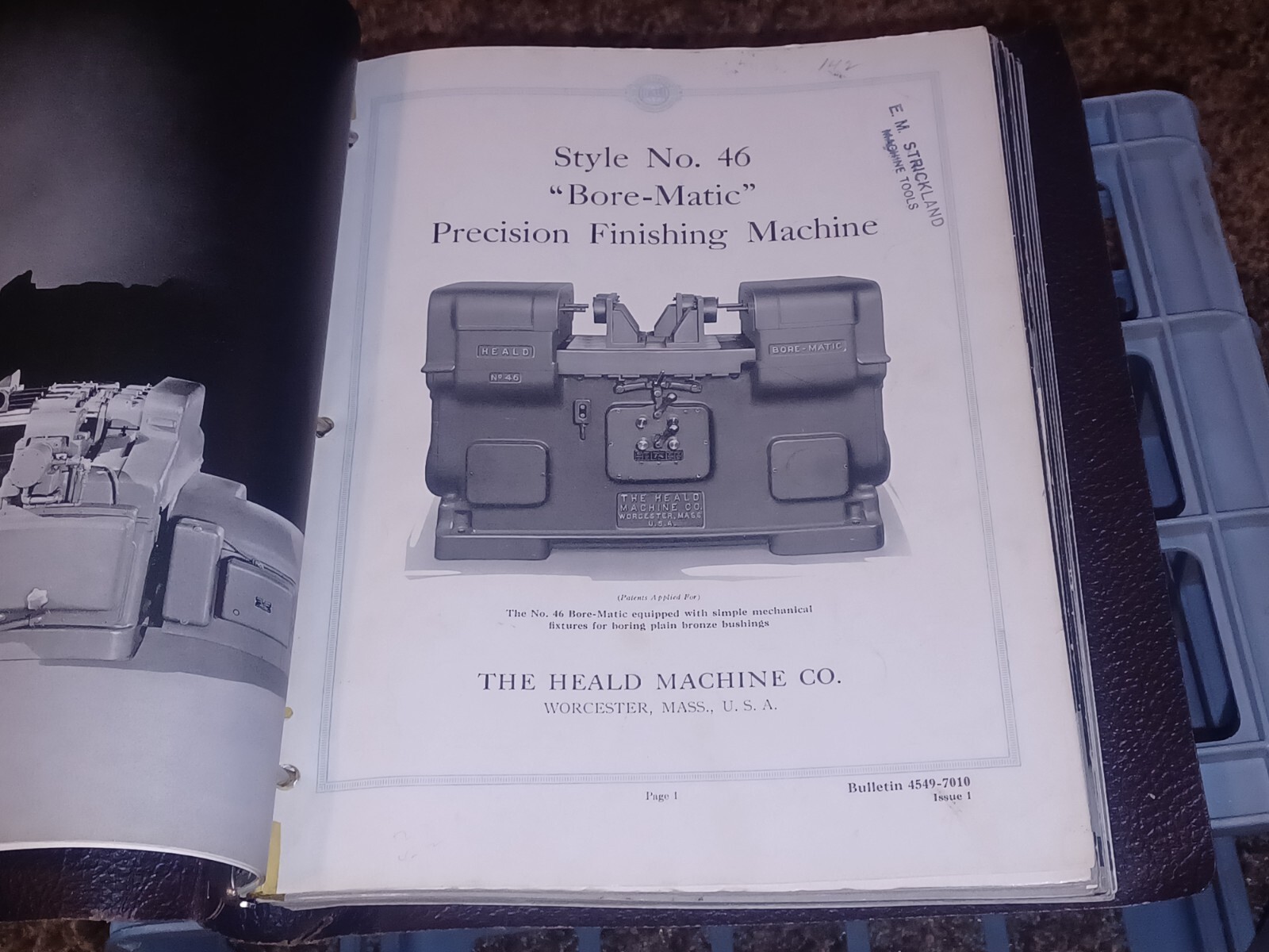 1946 HEALD COMPANY Precision GRINDING MACHINES Sales CATALOG LOT BINDER BOOK