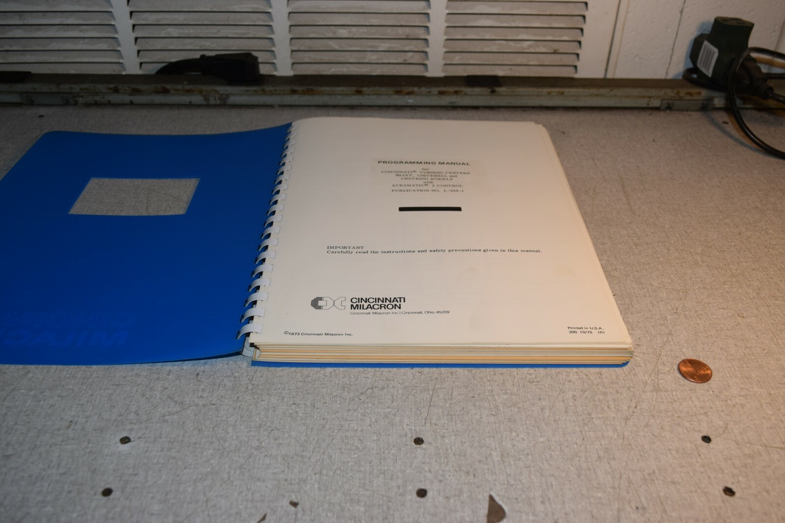 Cincinnati Milacron Programming Manual for Turning Centers with Acramatic 5