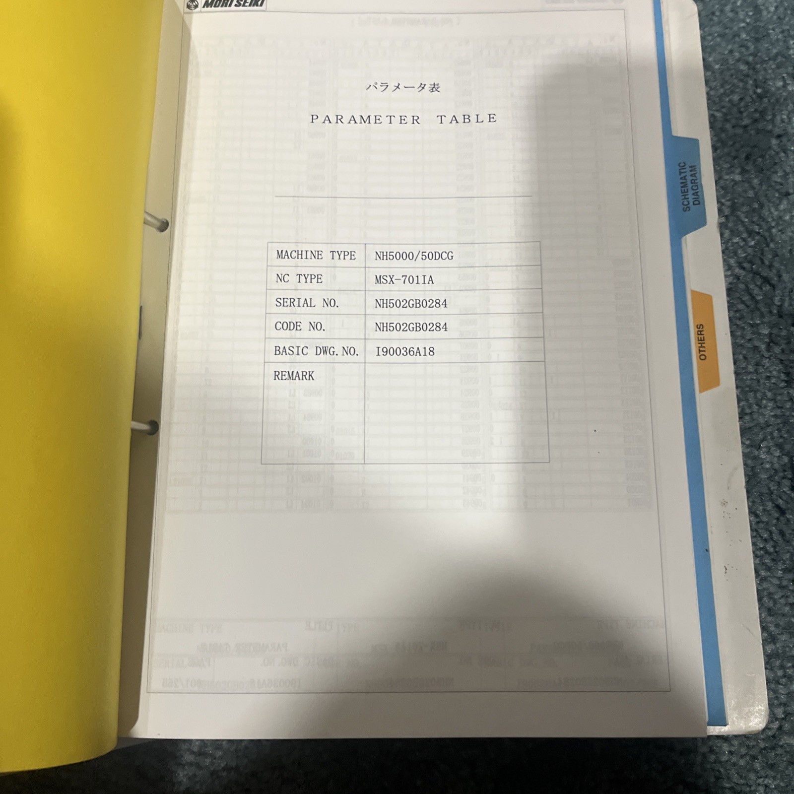 🇺🇸Mori Seiki NH5000DCG/50 (MSX-701) Electrical Circuit Diagram & Parameters