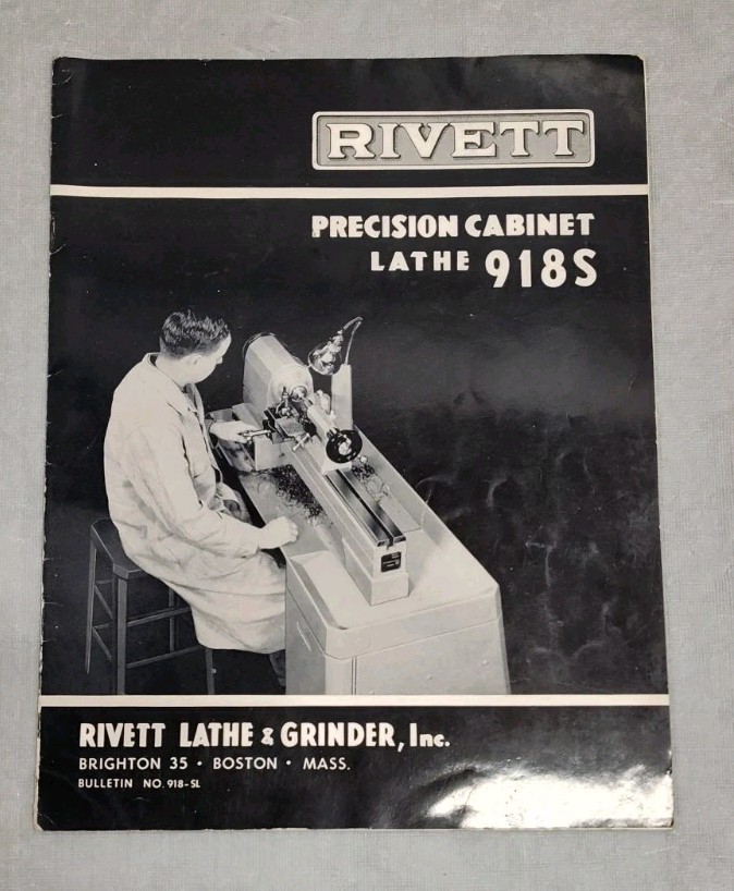 Rivett Inc Cabinet Turret Lathe 918S Brochure Bulletin Vtg Industrial Boston MA