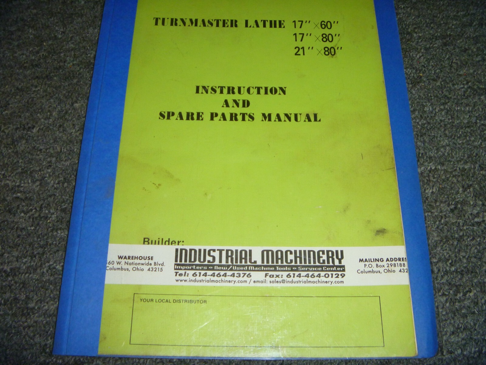 Turnmaster 17″ x 60″ Lathe Parts Catalog & Owner Operator Instruction Manual