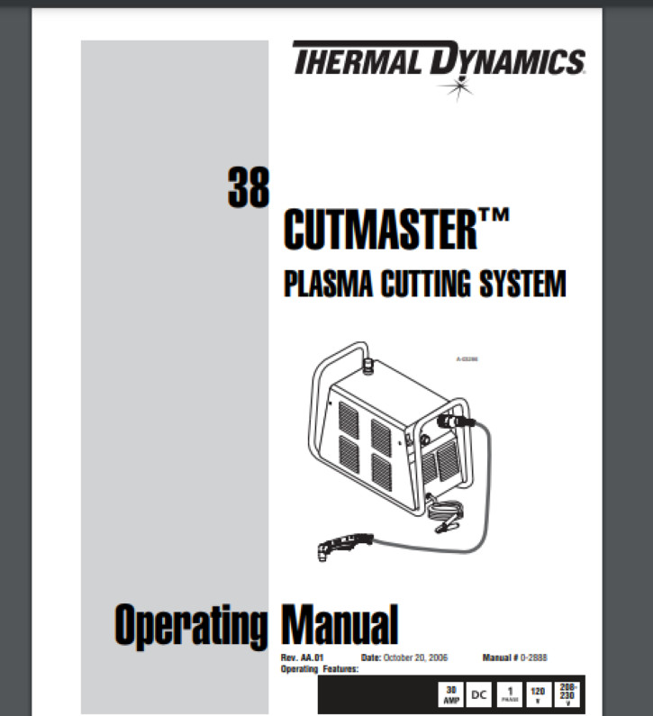 Thermal Dynamics 38 Plasma Cutter Owner Manual