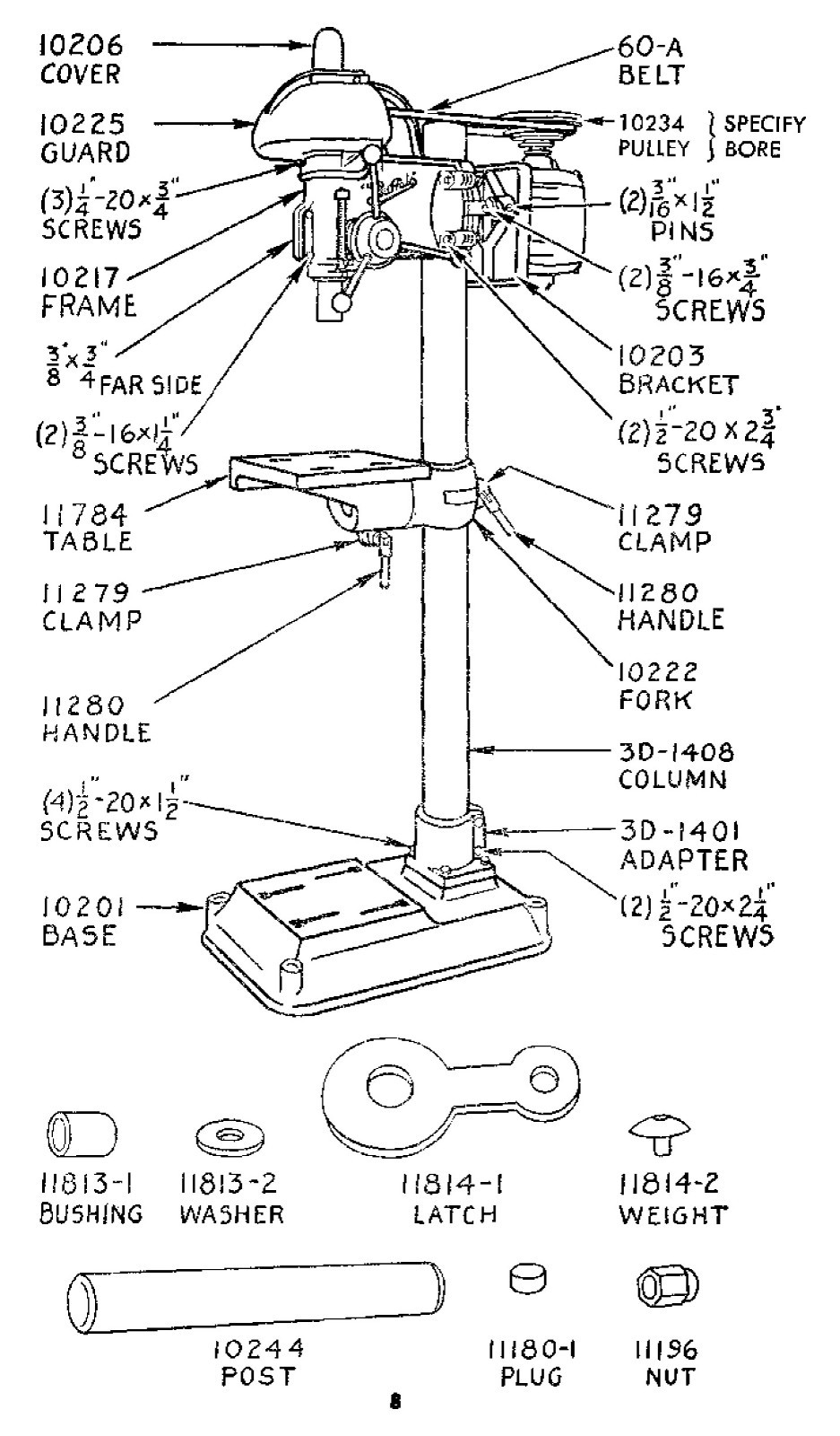 Buffalo Forge No.18 Drill Press Early Style Maint. & Spare Parts Manual *1054