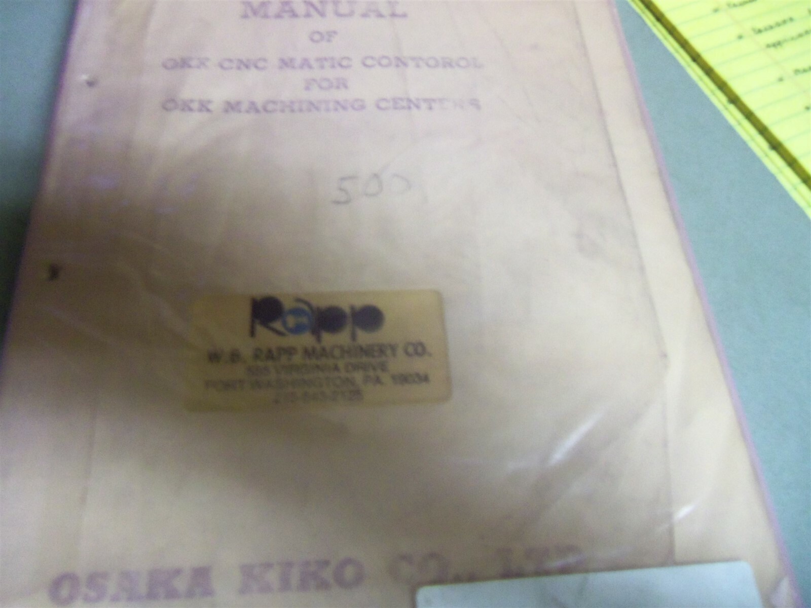 OKK Programming Manual CNC Matic Control Rapp Machinery #221*FREE SHIPPING*