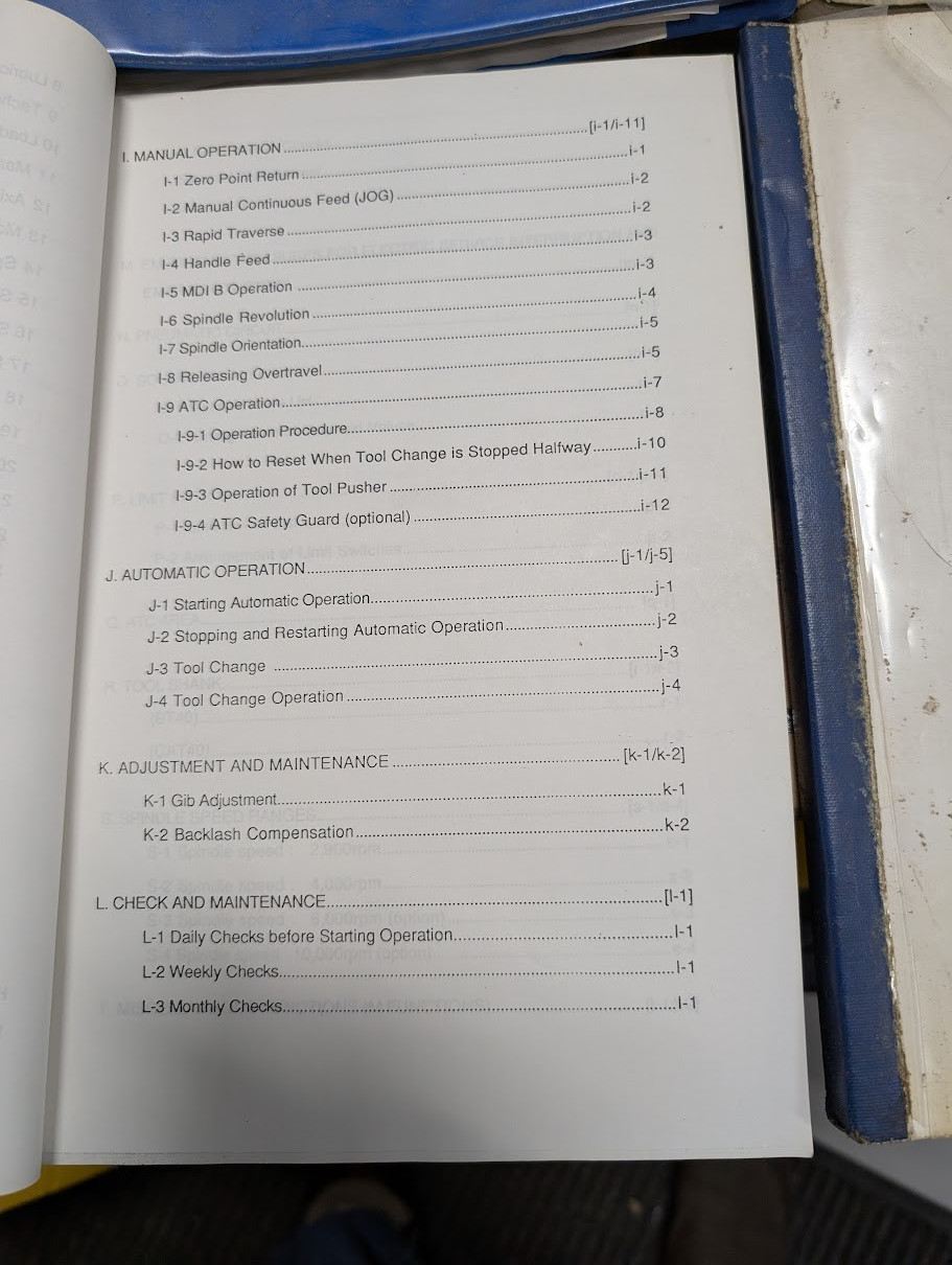 MANUALS FOR EXCEL 510 AND 610 VERTICAL MACHINING CENTERS (VMC) WITH FANUC O-MC