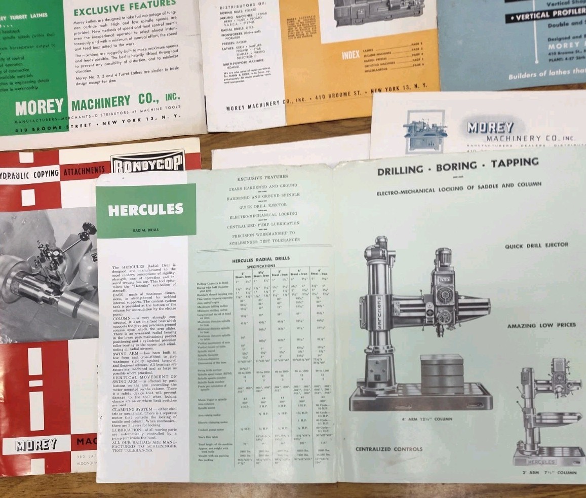 Morey Machine Co NY Turret Lathes Advertising Brochure Lot Industrial Metal Work