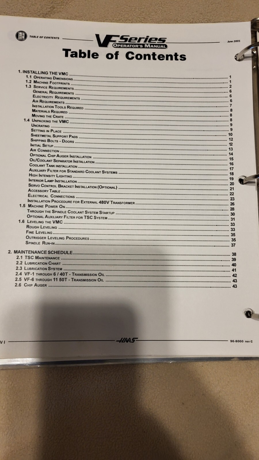 HAAS CNC MILL VF 0 1 2 3 4 5 6 Series Programming Operations Owners Manual Book