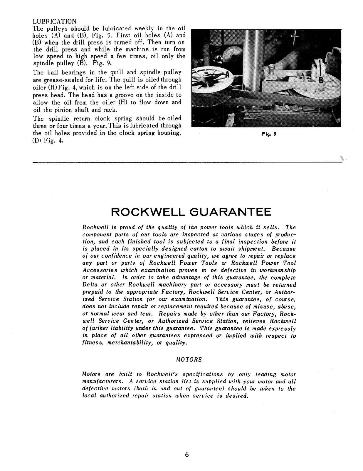 Rockwell Delta VS6 15″ Variable Speed Drill Press Operator & Parts Manual #1915