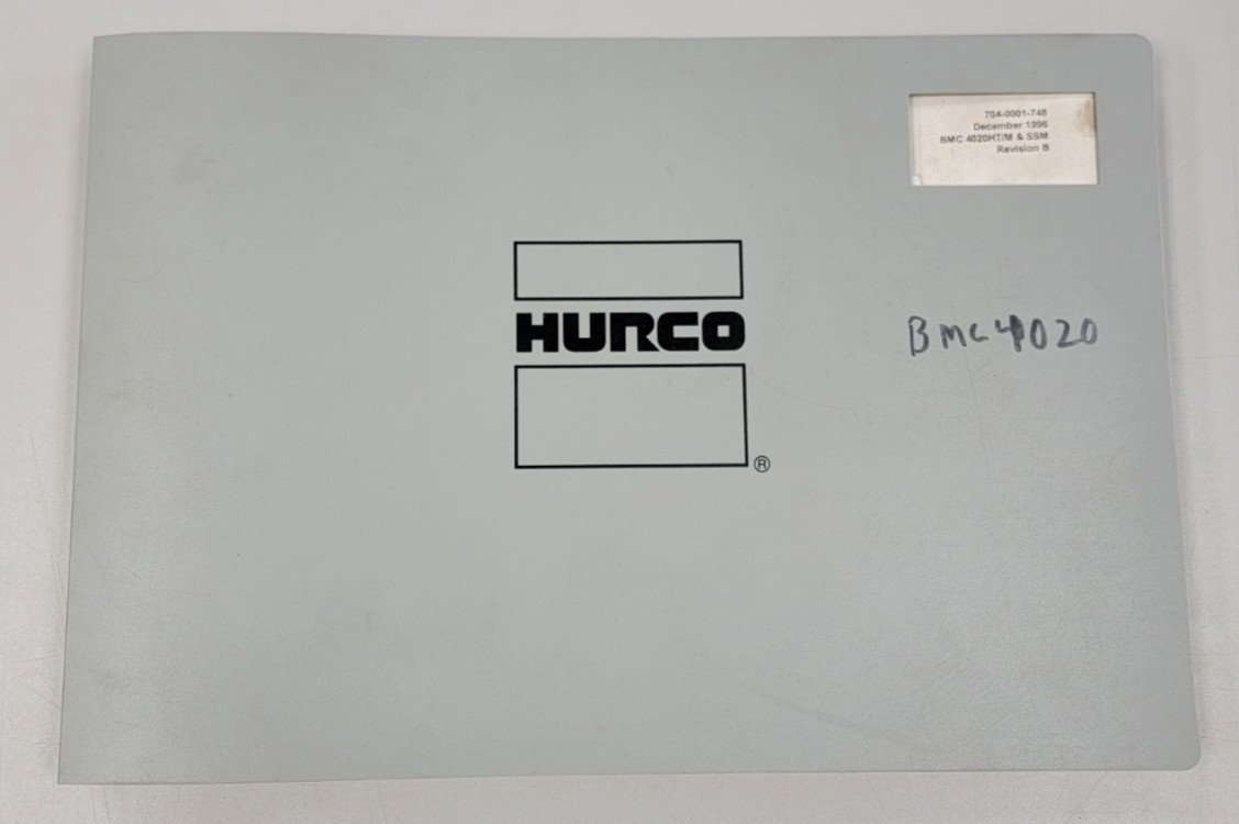 Hurco BMC 4020 Electrical, Mechanical, Pnuematic Schematics Manual. 704-0001-748