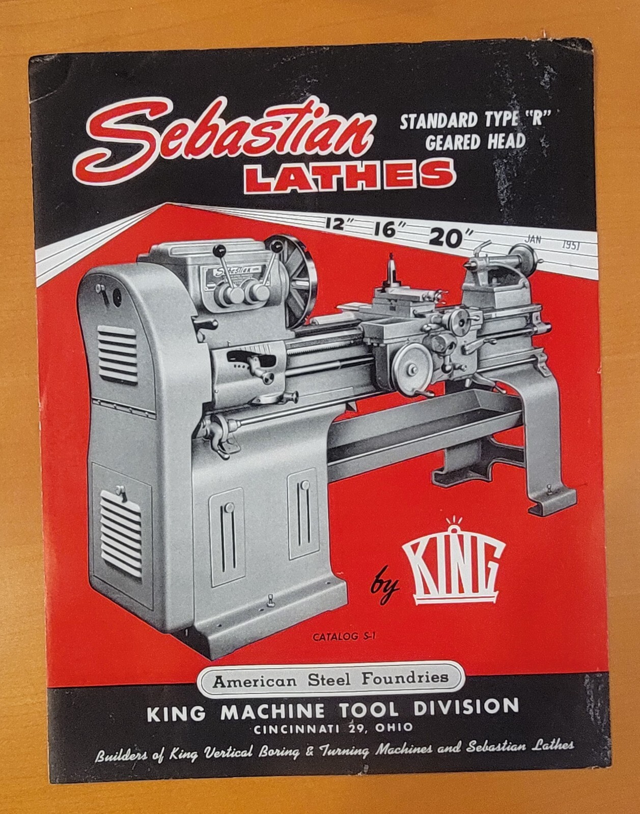 King Machine Tool Sebastian Type “R” Geared Head Lathe Sales Catalog S-1