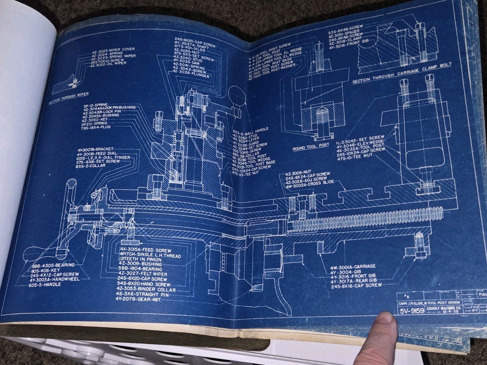 Gisholt Machine Company Blue Prints Book UNIVERSAL TURRET LATHE #5 Original VTG