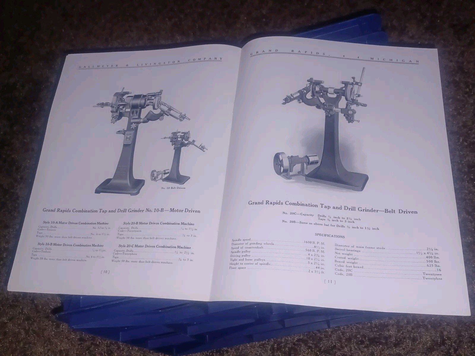 GALLMEYER & LIVINGSTON GRAND RAPIDS Michigan Tool TAP GRINDERS Catalog Book VTG