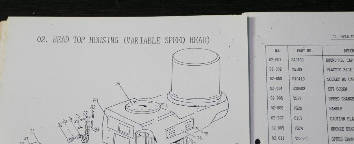 Chevalier Falcon FM-3VK FM-2SK Mill Milling Machine Operations & Parts Manual
