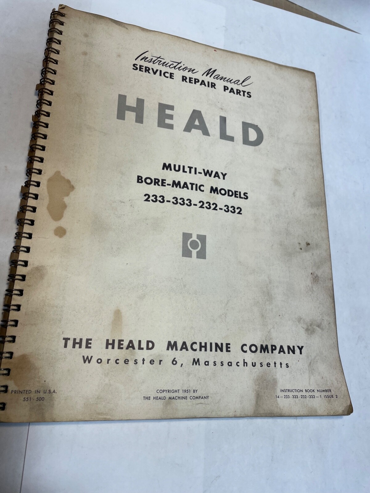 Heald Bore-Matic Multi-Way 233-333-232-332 Service & Repair Parts Manual