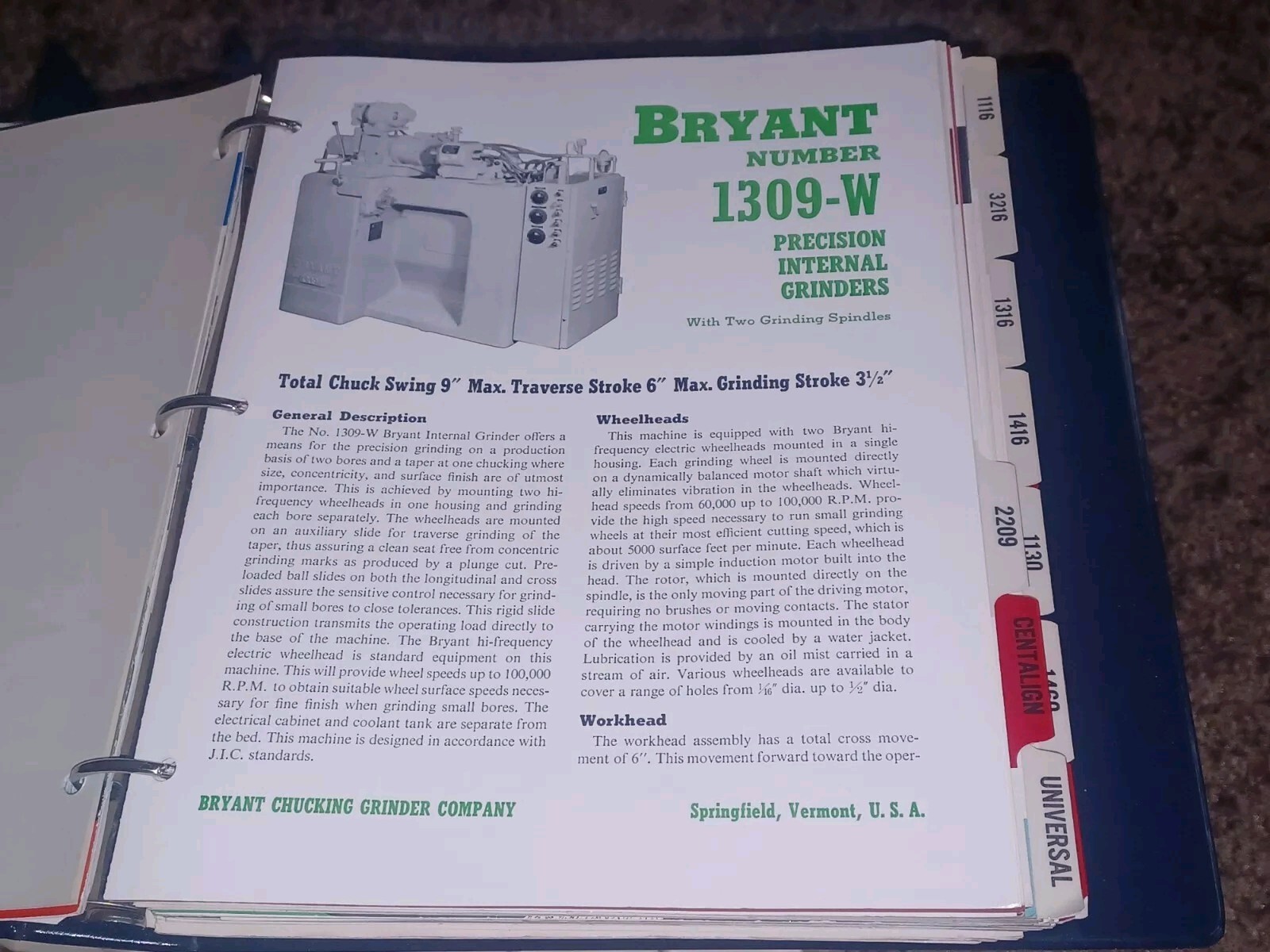 Bryant Chucking Grinder Company PRODUCT CATALOG LOT SALES BOOK Machinist Tools