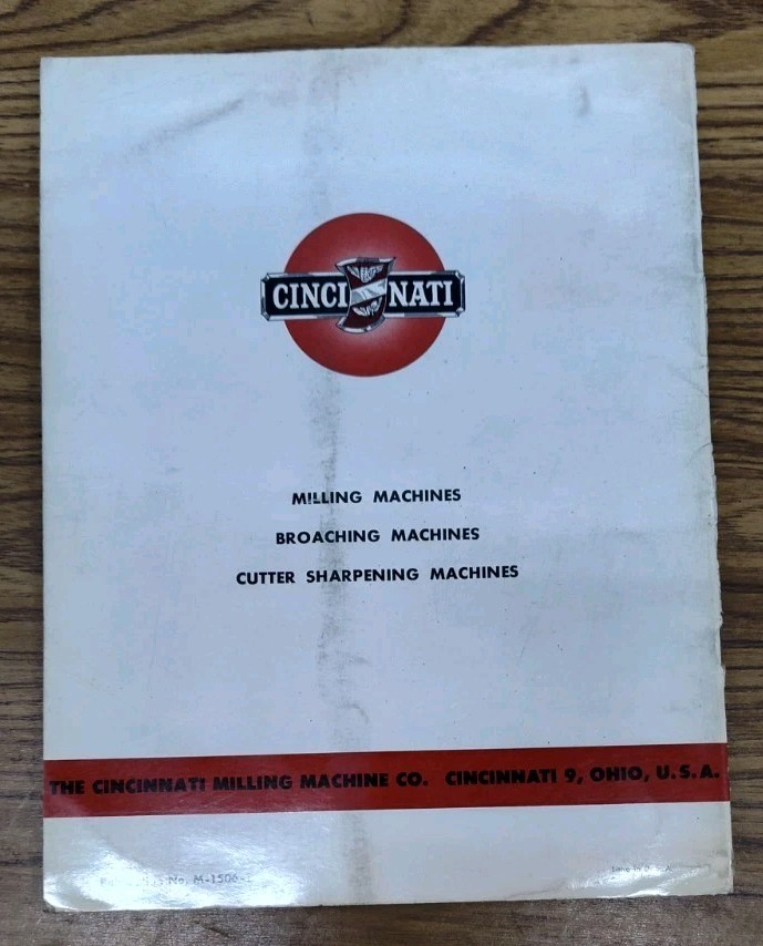 Cincinnati No. 2 MI Milling Machine Sales Brochure Catalog Industrial Bulletin