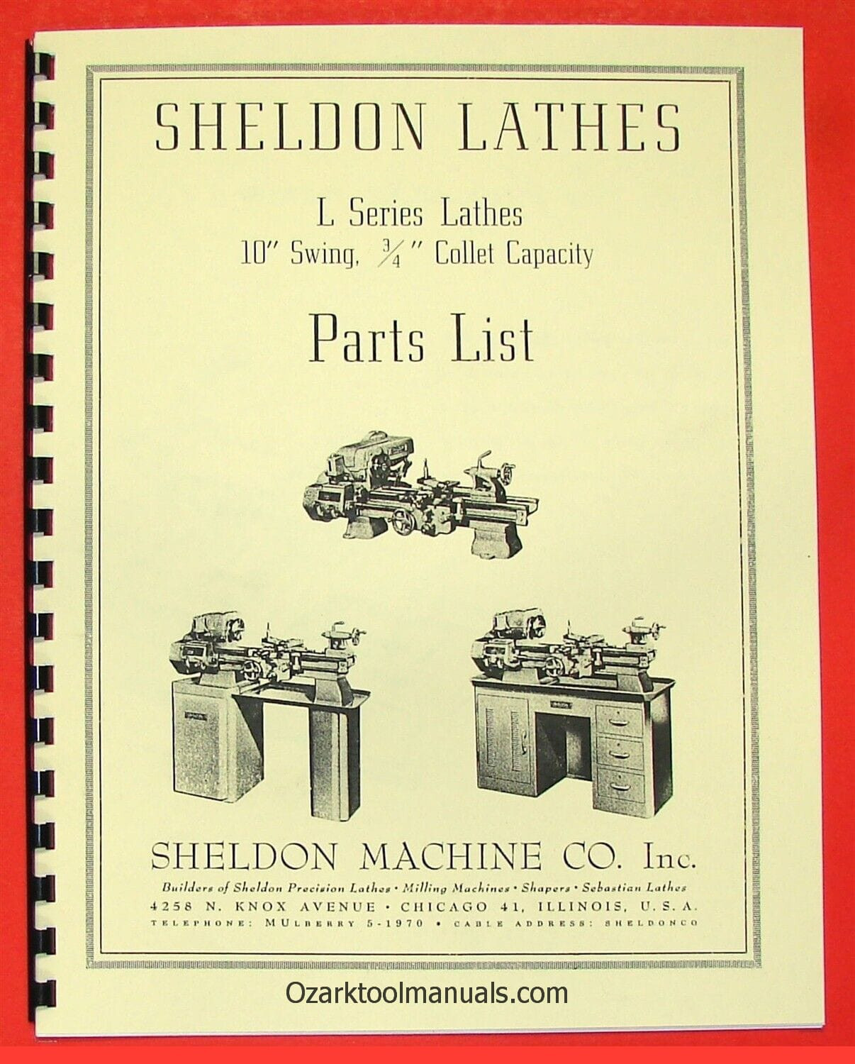 SHELDON L Series 10″ Metal Lathe Owners Parts Manual 0831