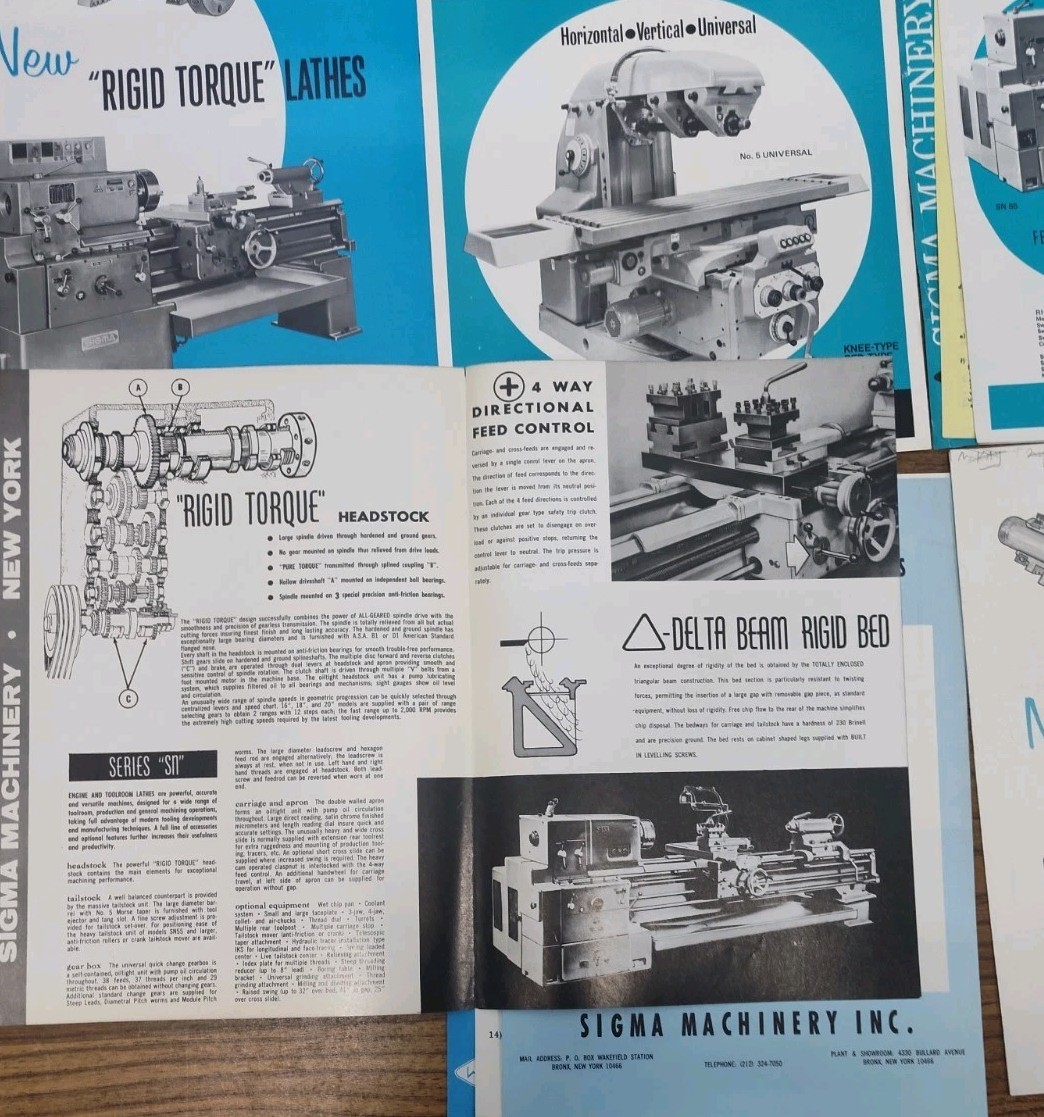 Sigma Machinery Inc. Brochures Bulletin Lot Metal Milling Ridgid Torque Lathes