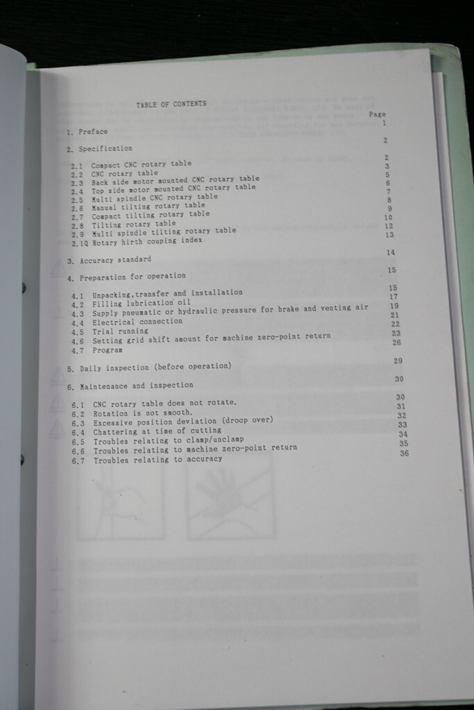 Nikken CNC200 Rotary Table & Common Instruction Manual w/ Wiring Diagram & FANUC