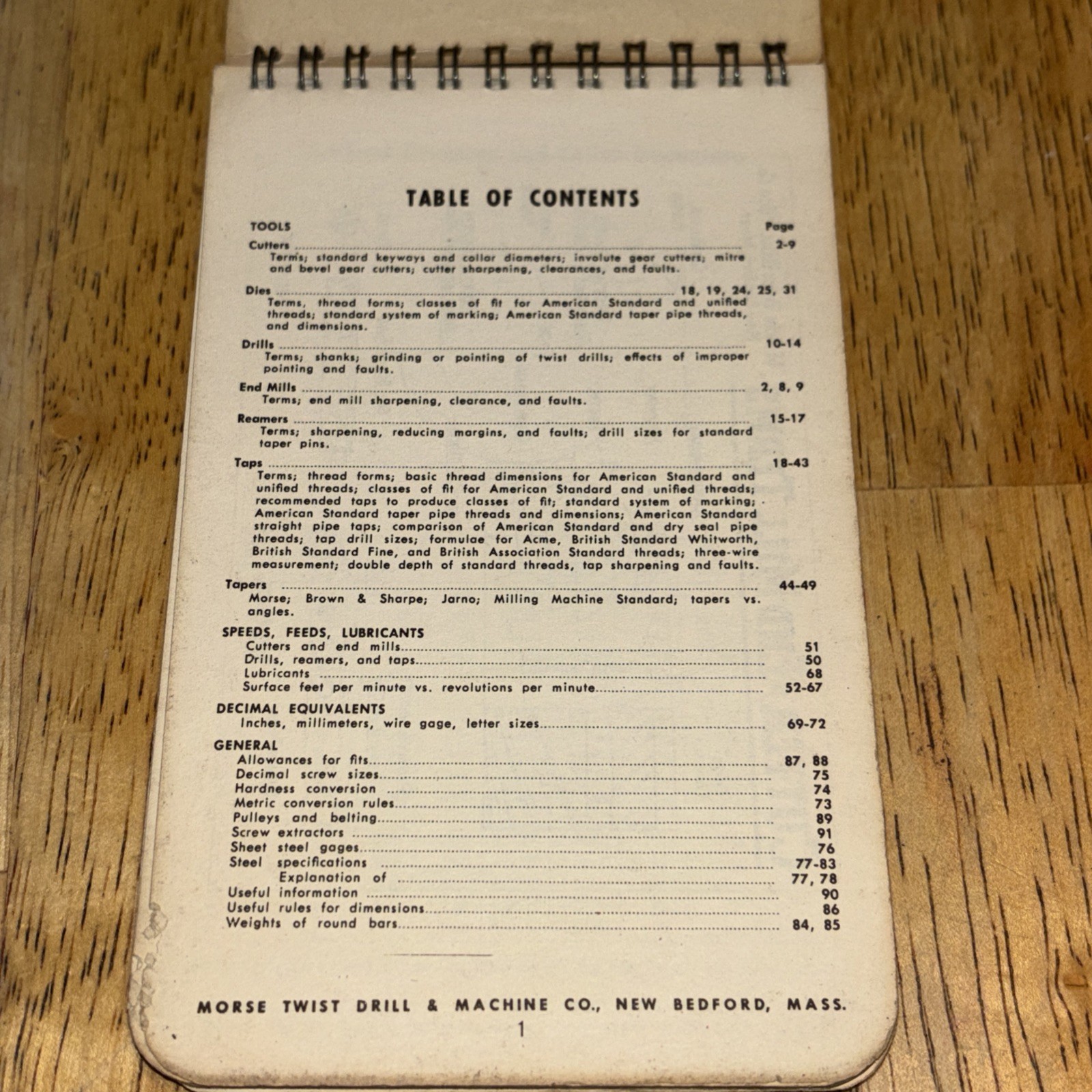 Vintage Morse Machinist’s Practical Guide Twist Drill & Machine Co 1961 Booklet