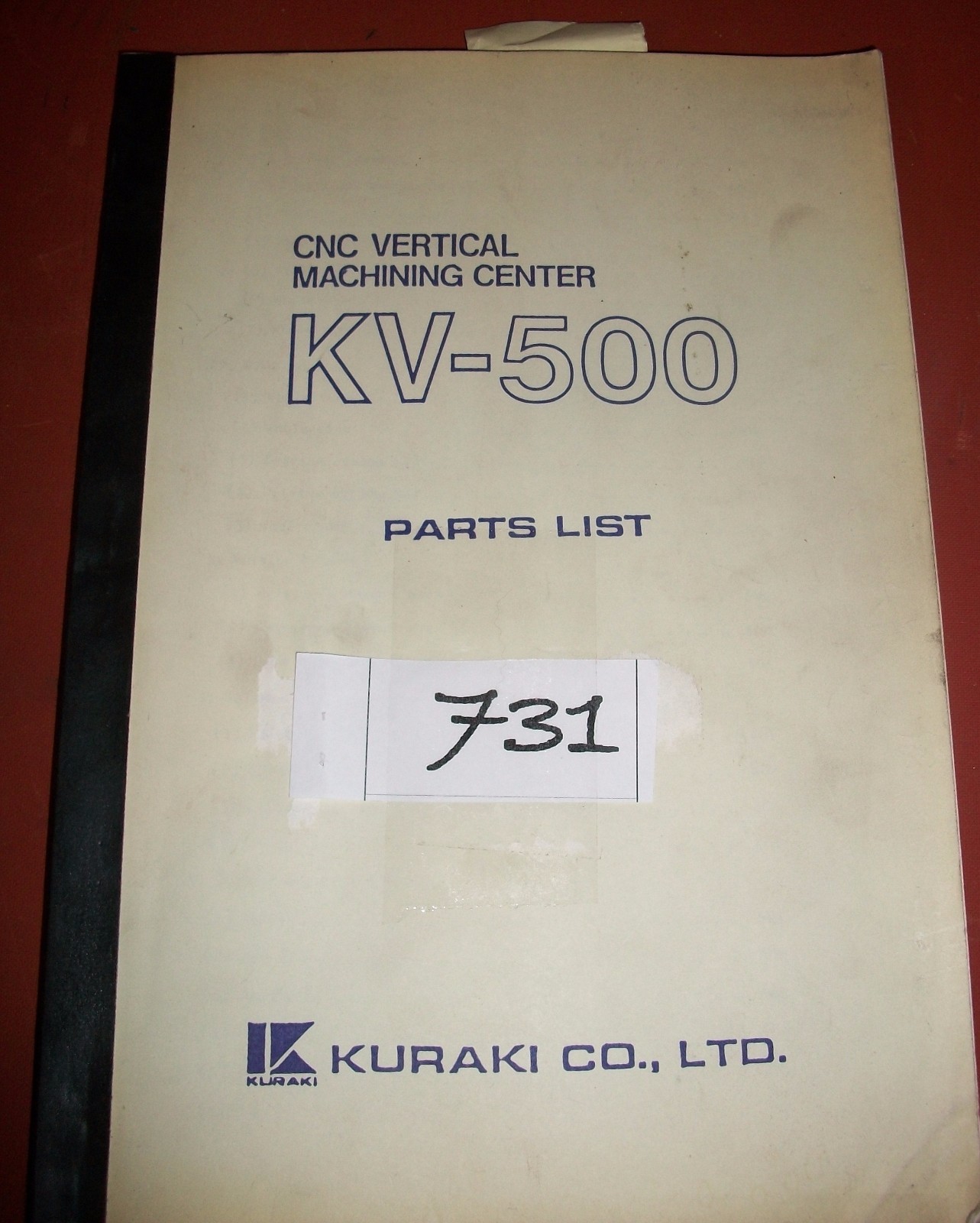 Machine Shop Tool Manual KV500 C & C Vertical Parts Manual