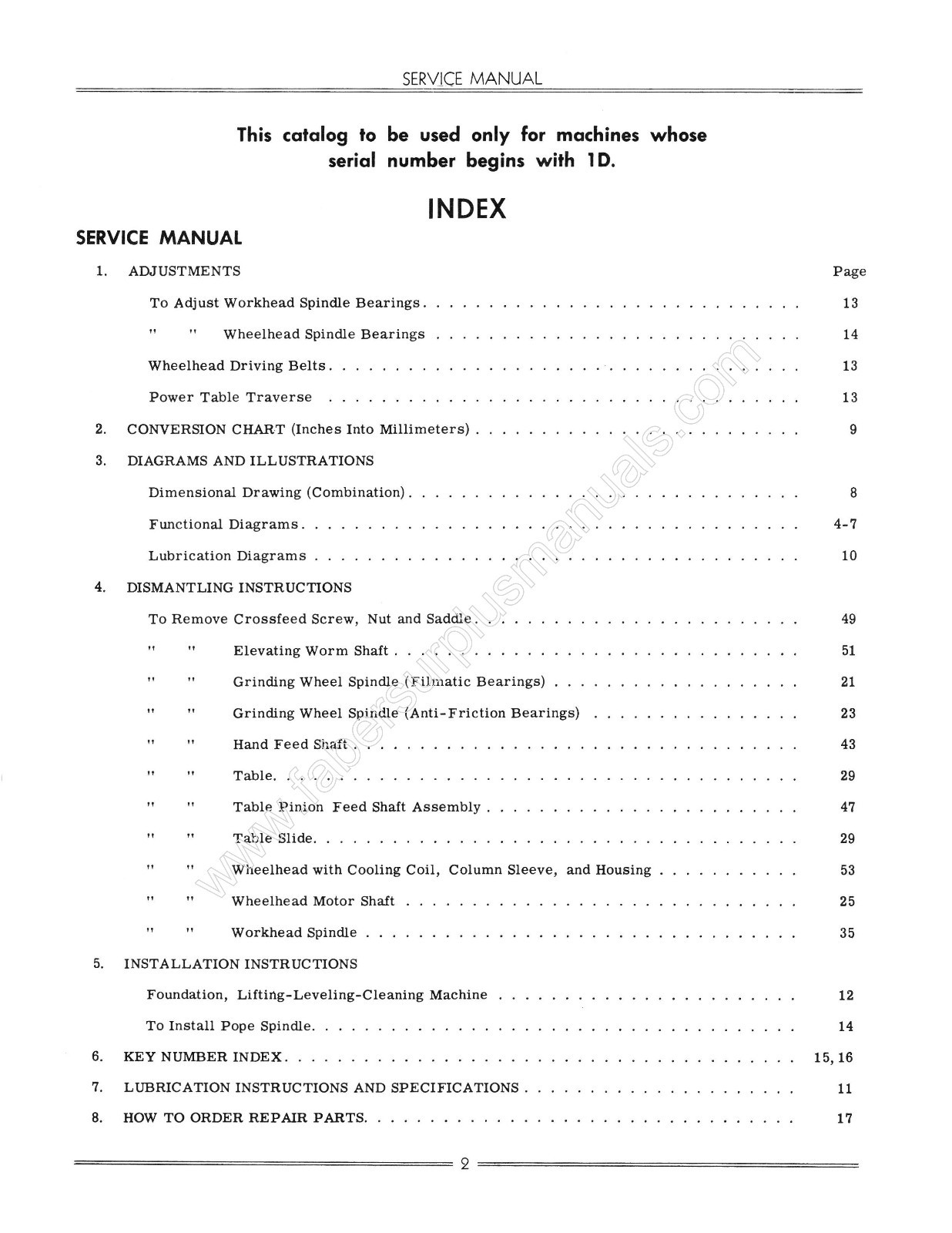 Cincinnati No 2 Cutter & Tool Grinder Model LL Service Manual & Parts List *367