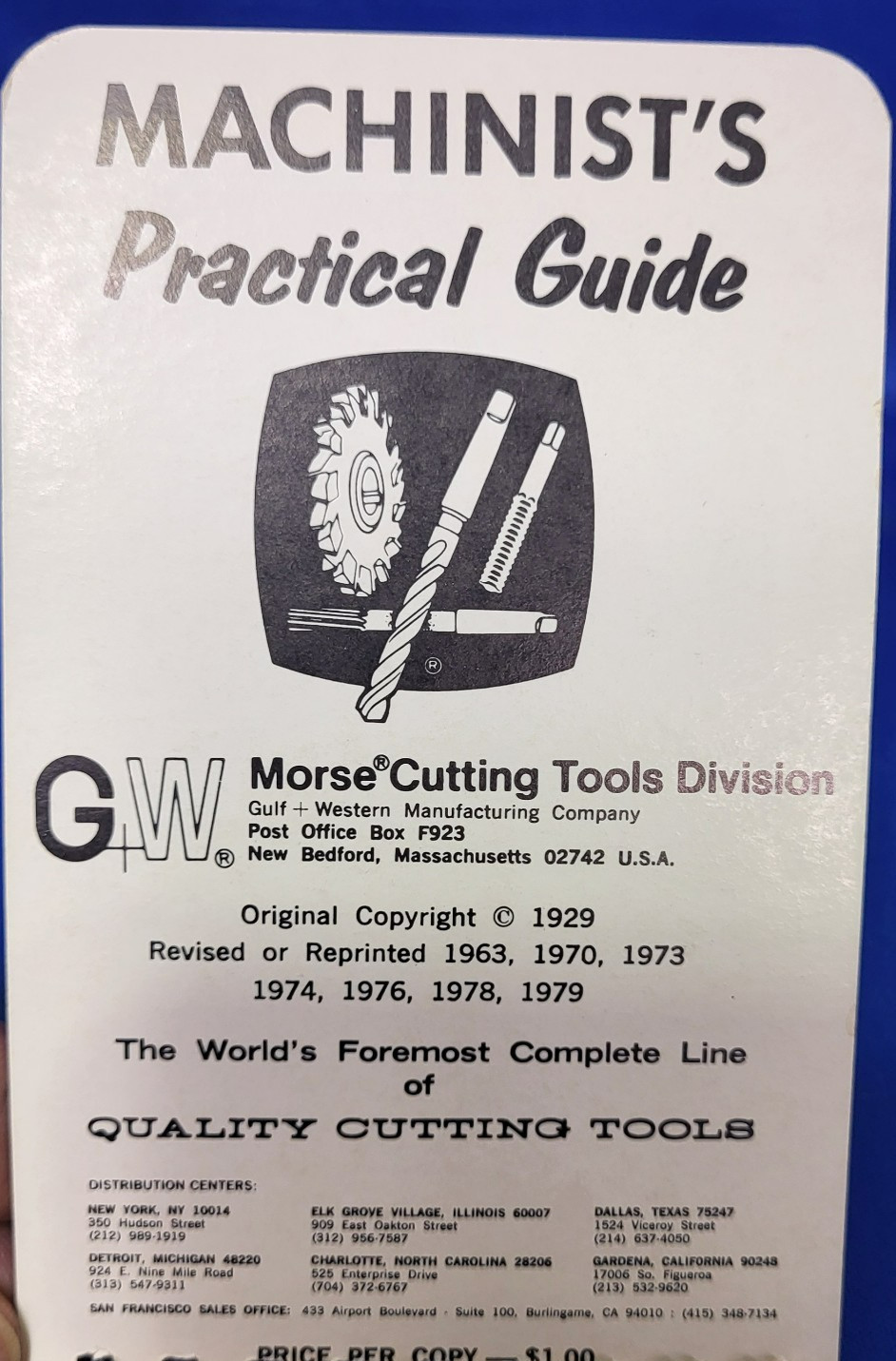 Morse Machinist’s Practical Guide Pocket Manual Handbook Blue Book Toolbox
