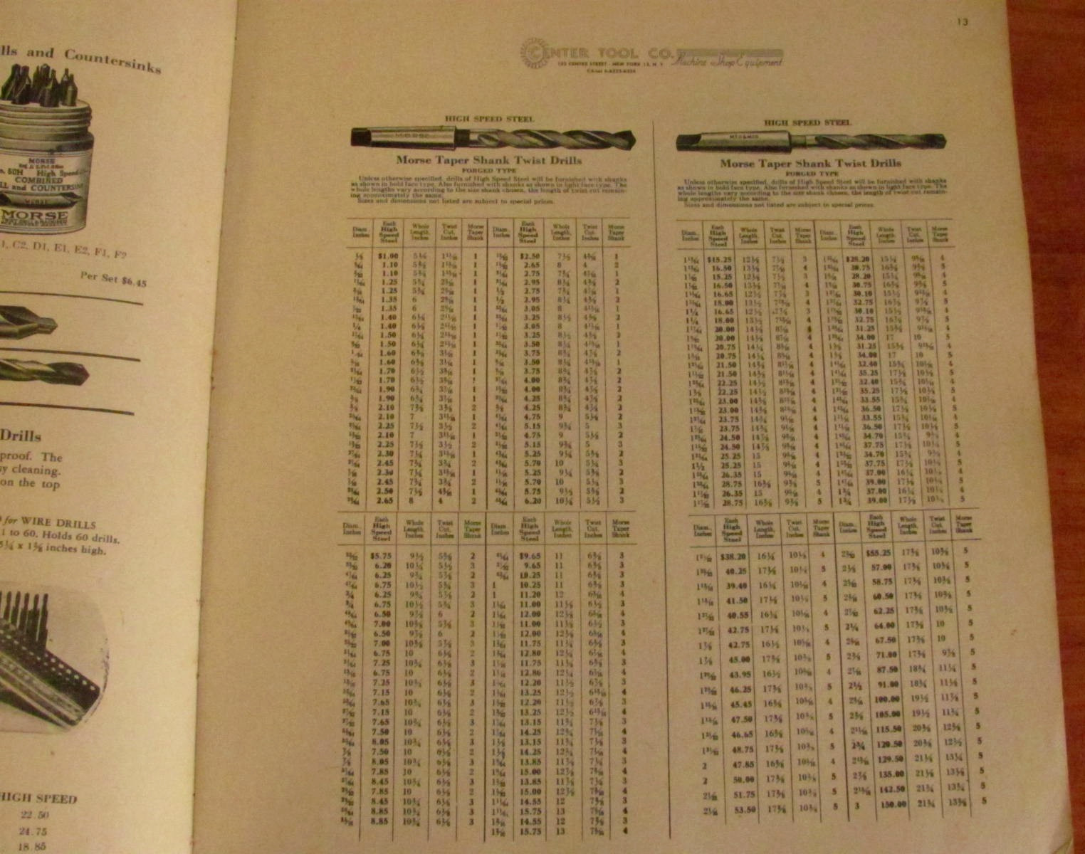 CENTER TOOL CO., MACHINE SHOP EQUIPMENT CATALOGUE