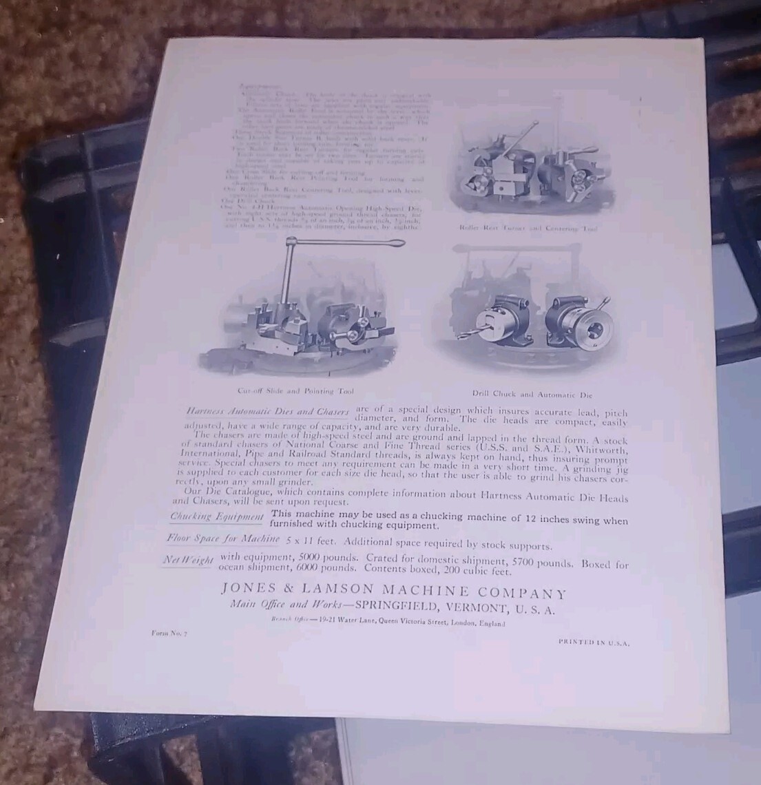 Jones & Lamson Machine Harrness Flat Turret Bar Work Lathe catalog TOOL FLYER !