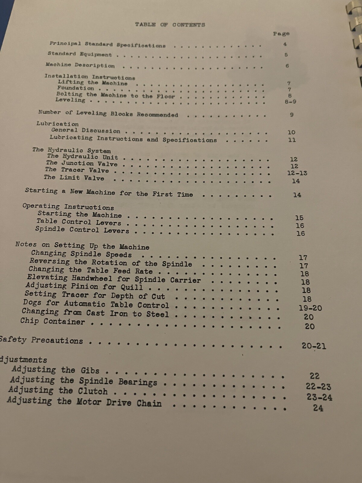CINCINNATI MILACRON Manual for Tracer Controlled Hydromatic Milling Machine