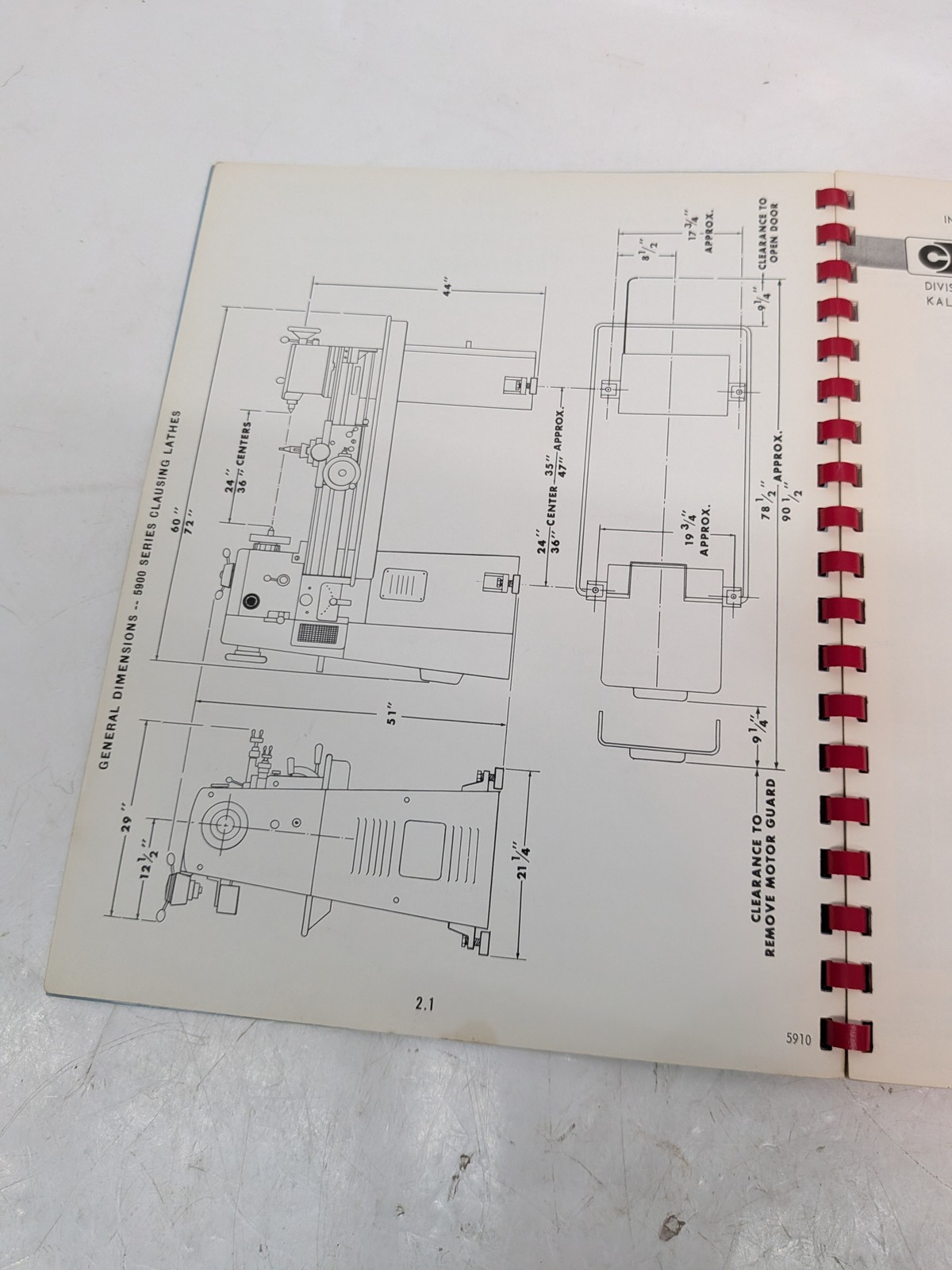 Clausing 5900 Series 12-inch Lathe Operating Instructions Parts Manual 1968