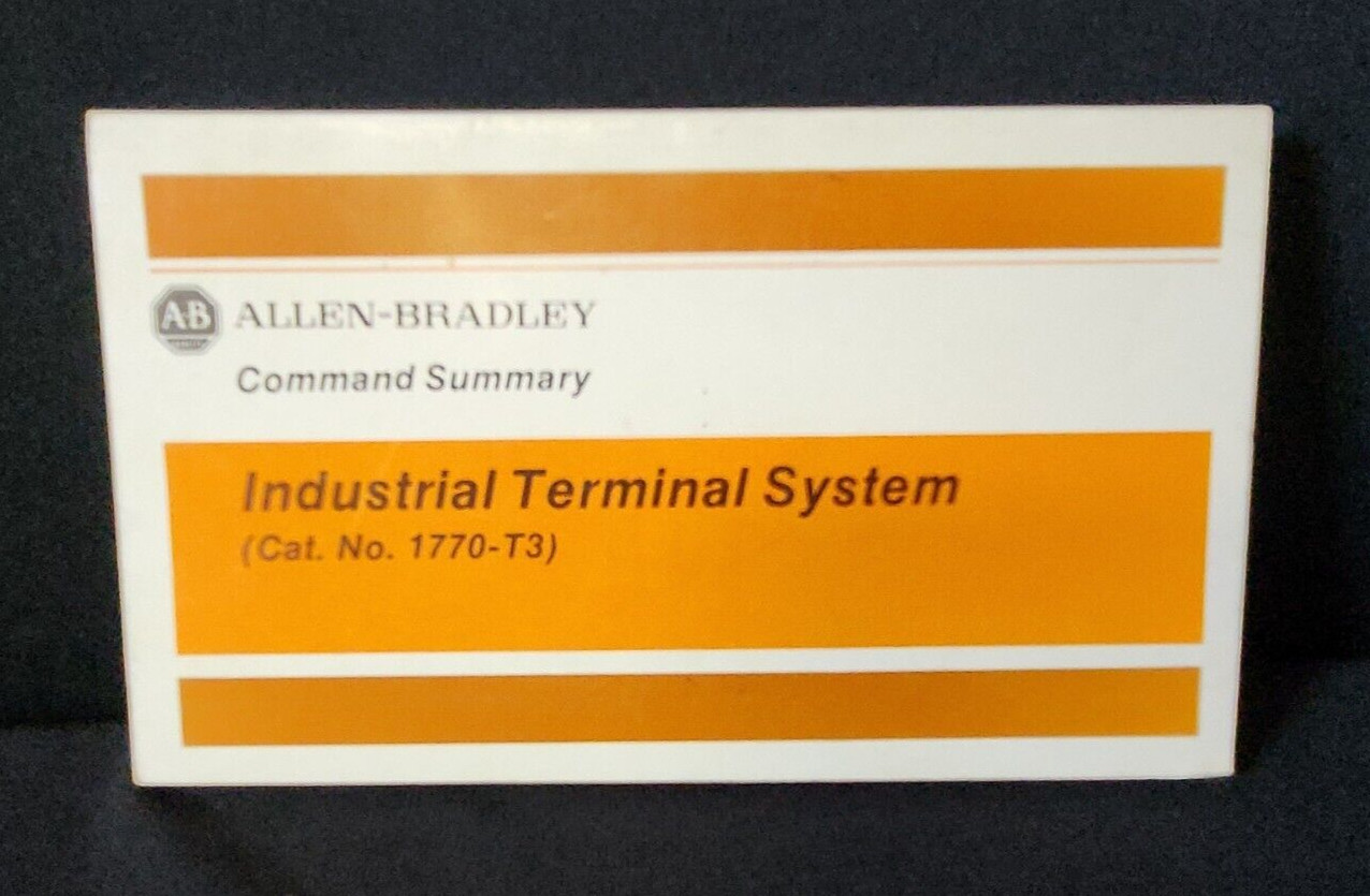 Allen-Bradley 1770-T3 Command Summary Industrial Terminal System MANUAL ONLY