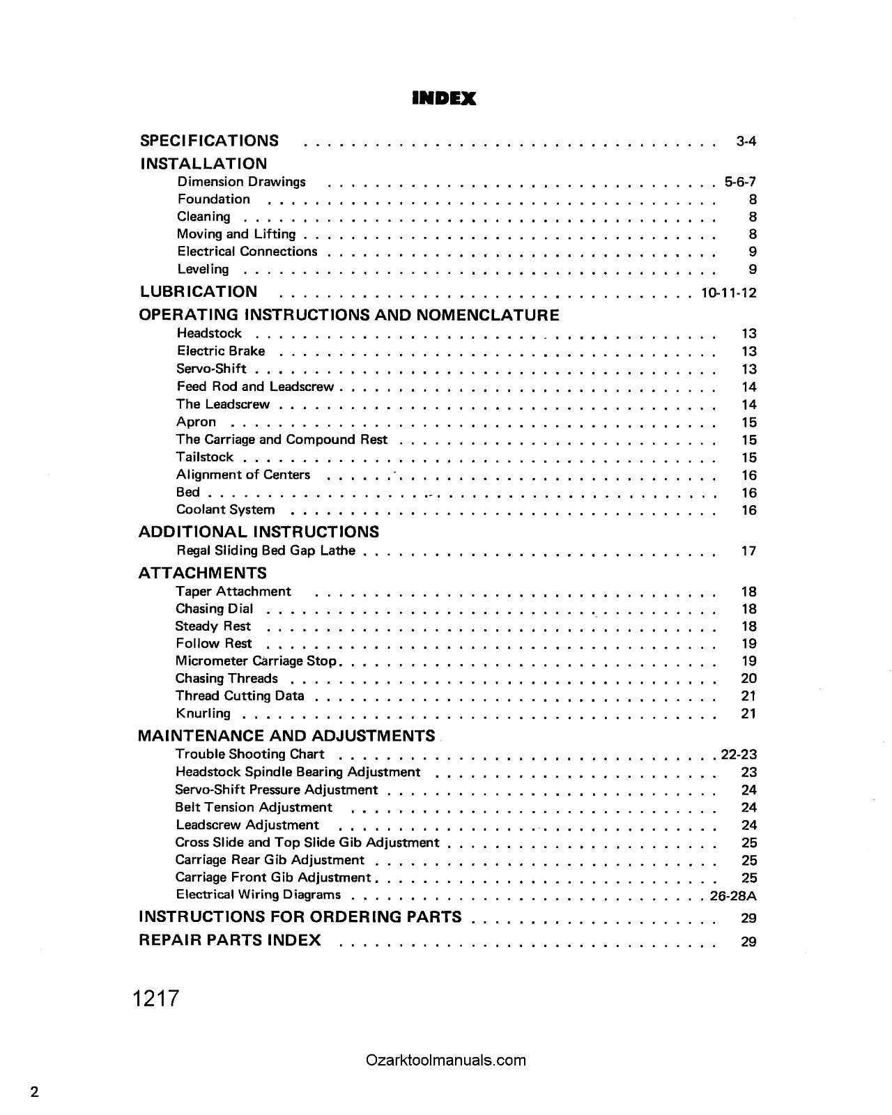 LEBLOND REGAL 13″ 15″ 17″ 19″ Metal Lathe Operator & Parts Manual No. 3932 1217