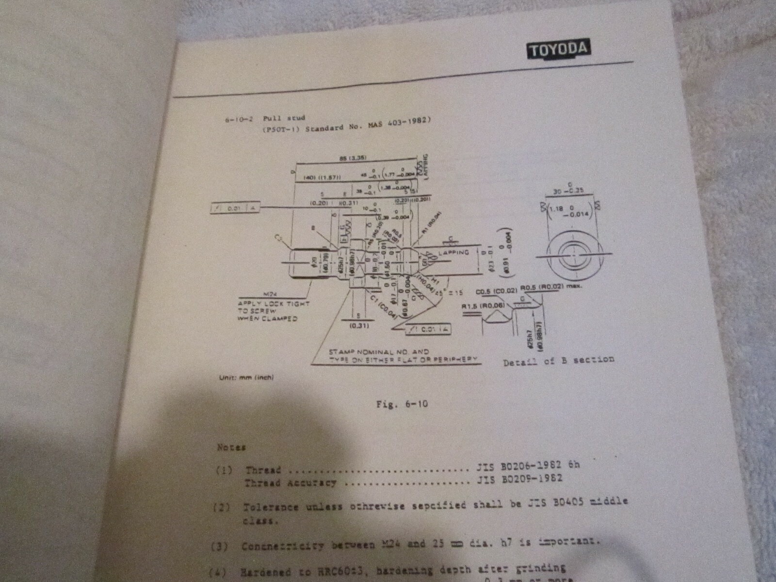 Factory Toyoda Machining Center Model FH55 Instruction Operation Manual Book