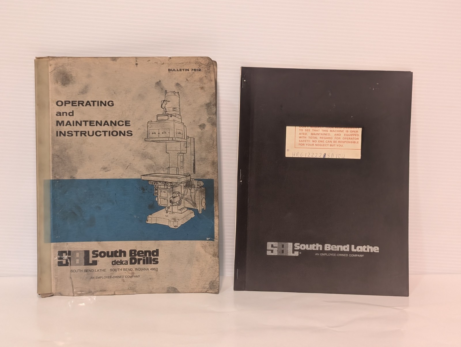 Two South Bend Lathe Bulletin 7612 Operating, Maintenance, Set Up, Parts Manuals