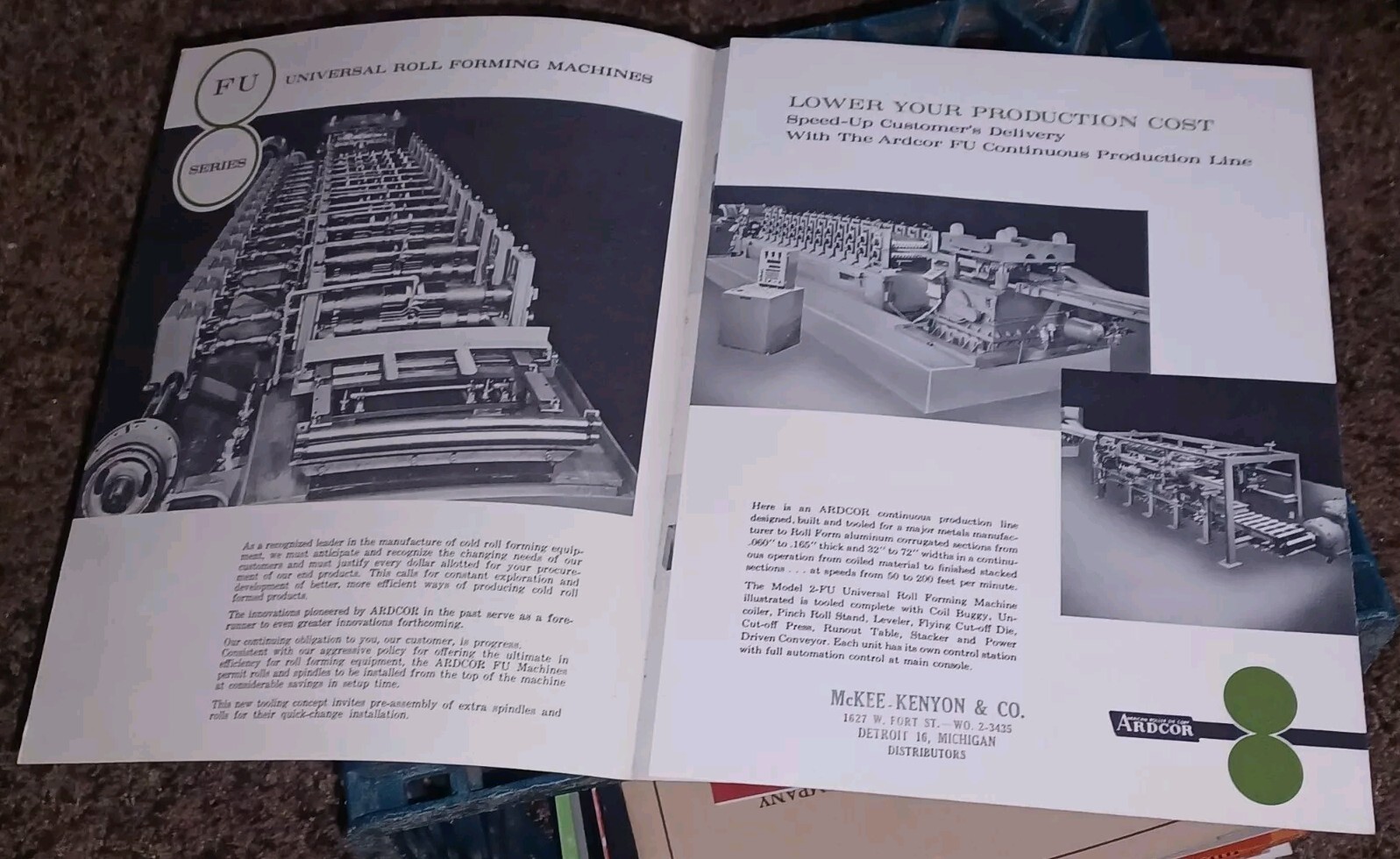 AMERICAN ROLLER DIE CORPORATION ARDCOR ROLL FORMING EQUIPMENT CATALOG FU SERIES